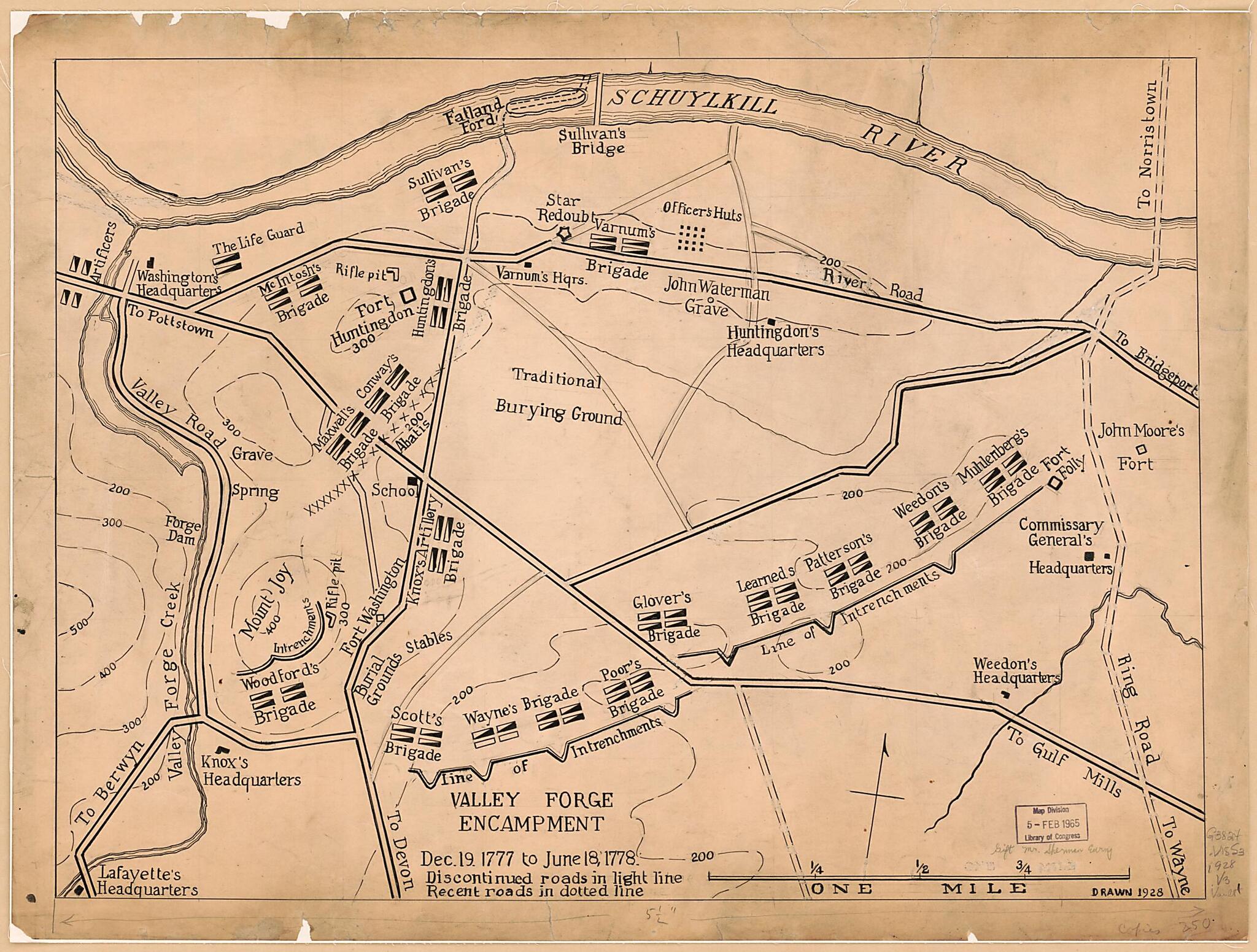 This old map of Valley Forge Encampment, Dec. 19, 1777 to June 18, 1778 from 1928 was created by in 1928