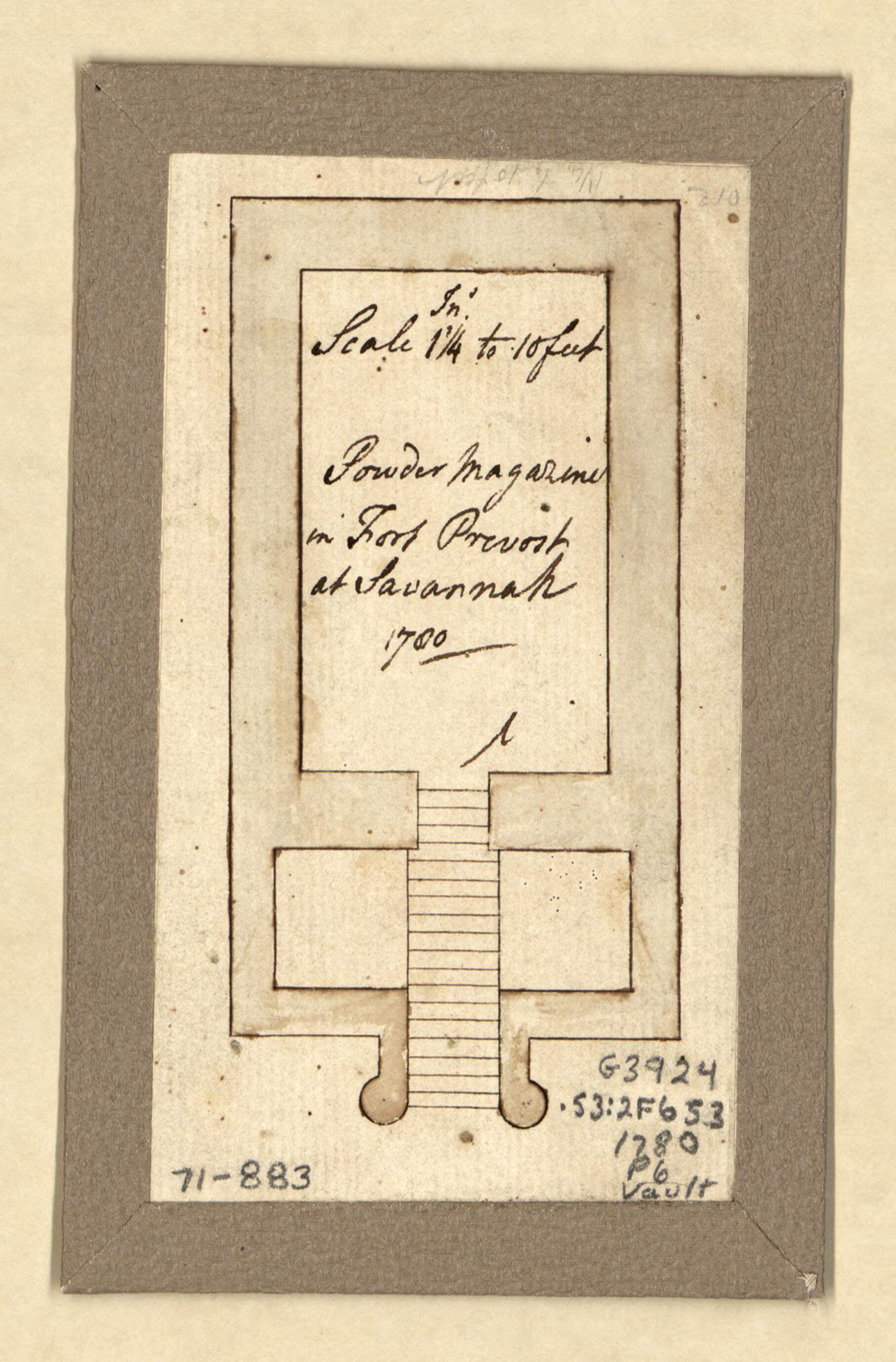 This old map of Powder Magazine In Fort Prevost at Savannah from 1780 was created by in 1780