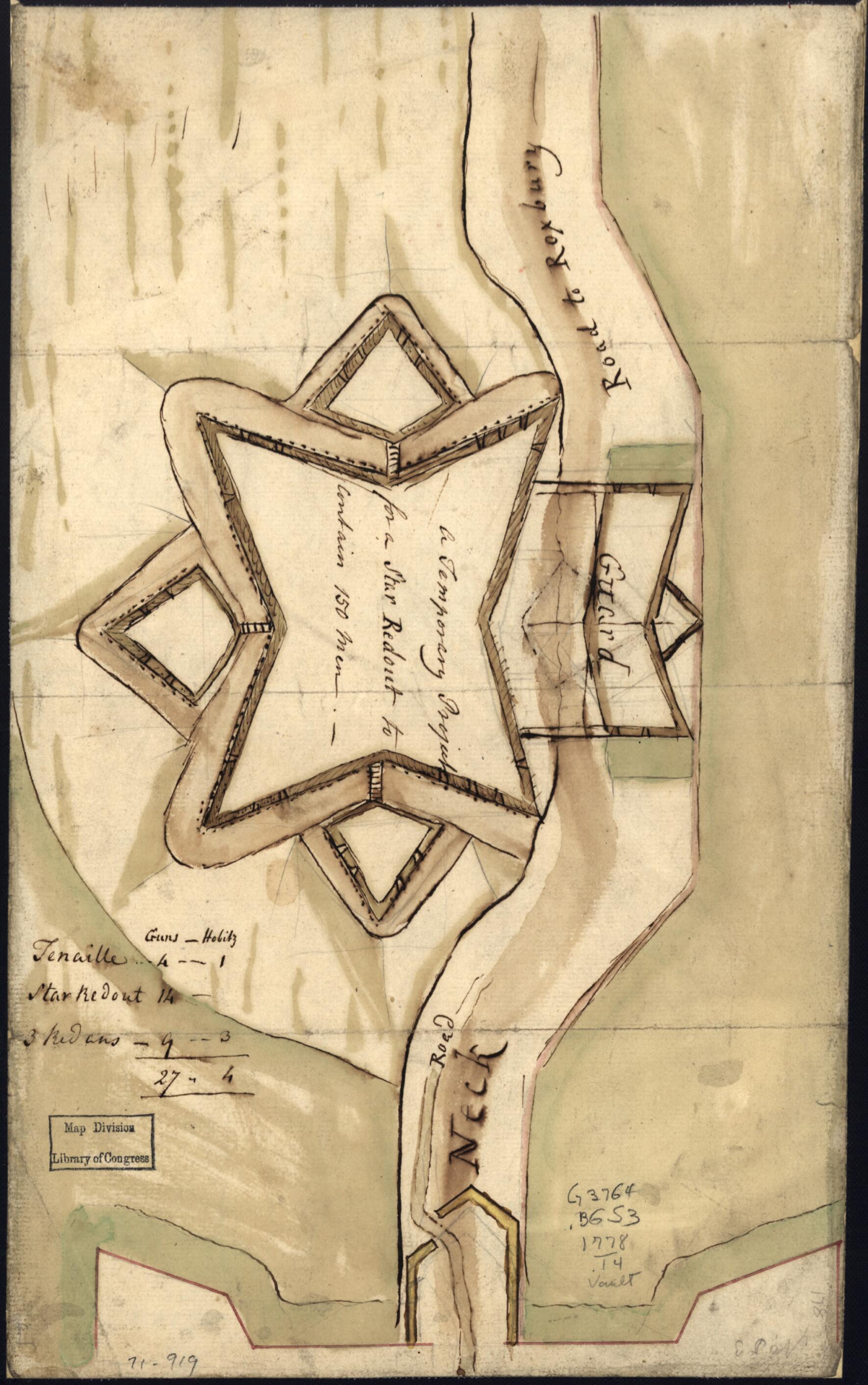 This old map of A Temporary Project for a Star Redout sic to Contain 150 Men from 1778 was created by in 1778