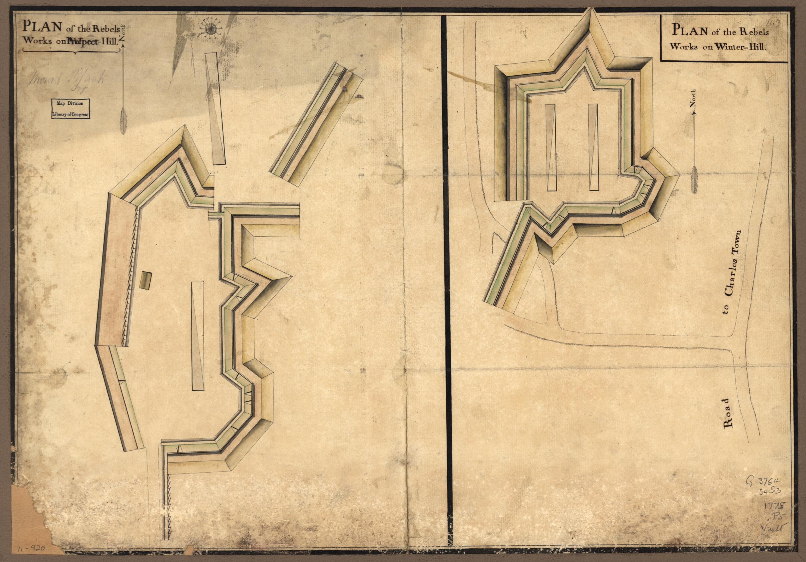 This old map of Hill. Plan of the Rebels Works On Winter-Hill from 1775 was created by in 1775