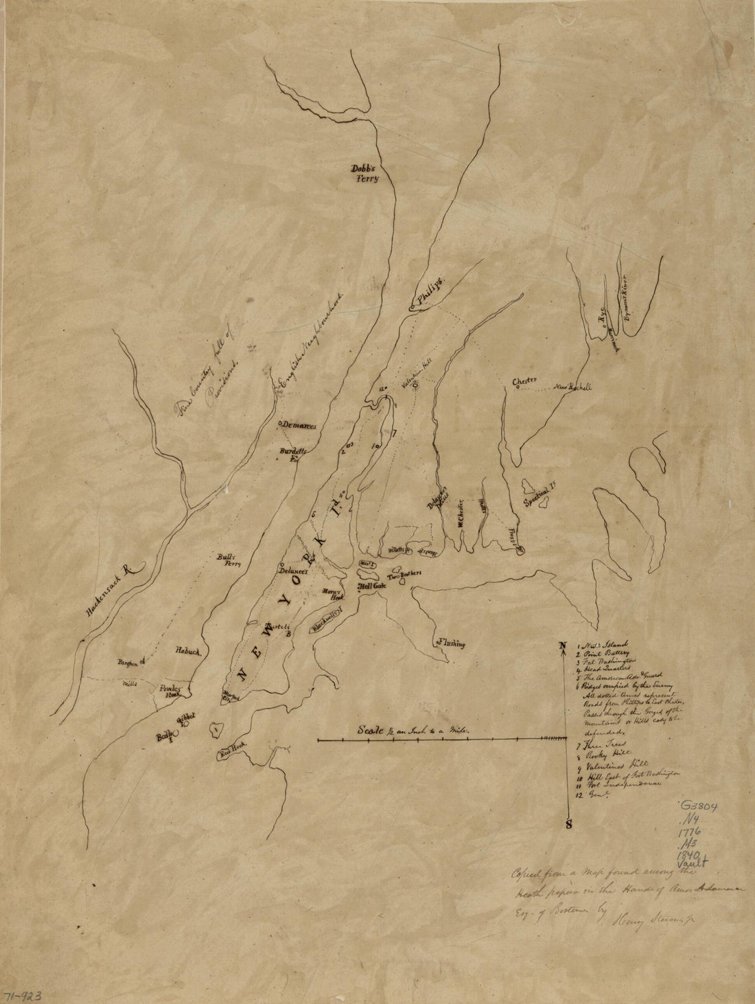 This old map of Map of New York Island and Vicinity from 1840 was created by William Heath, Henry Stevens in 1840