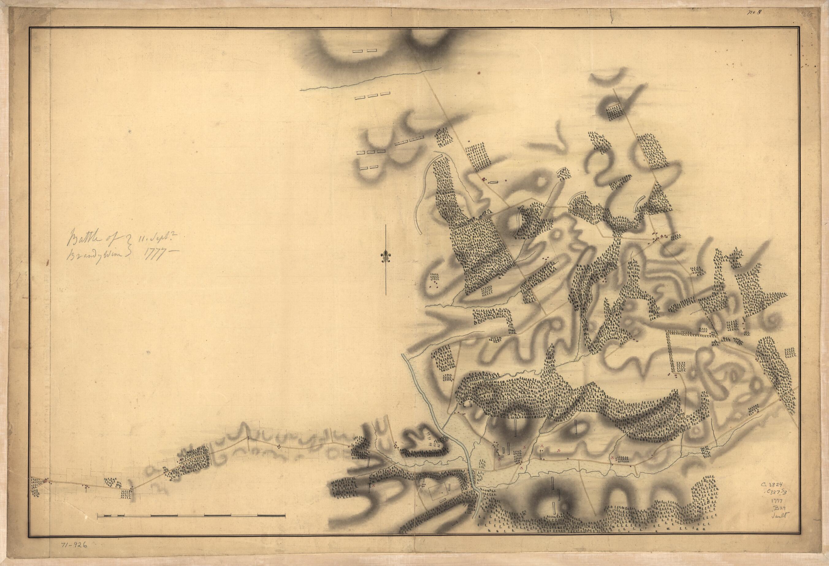 This old map of Battle of Brandywine, 11 Septr. from 1777 was created by John Montrésor in 1777