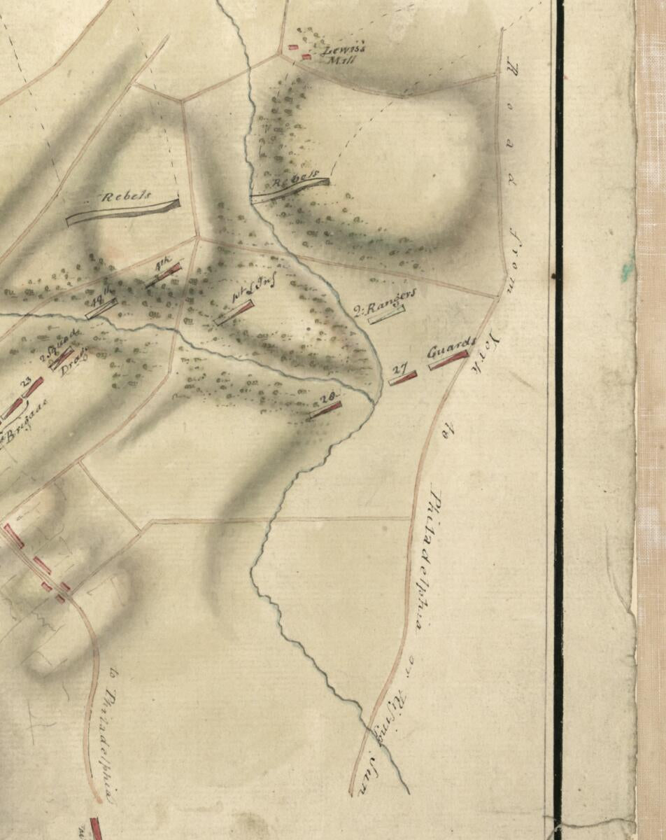 This old map of A Sketch of the Battle of German. Tn., 4th October from 1777, Where the Rebels Were Repulsed was created by John Montrésor in 1777