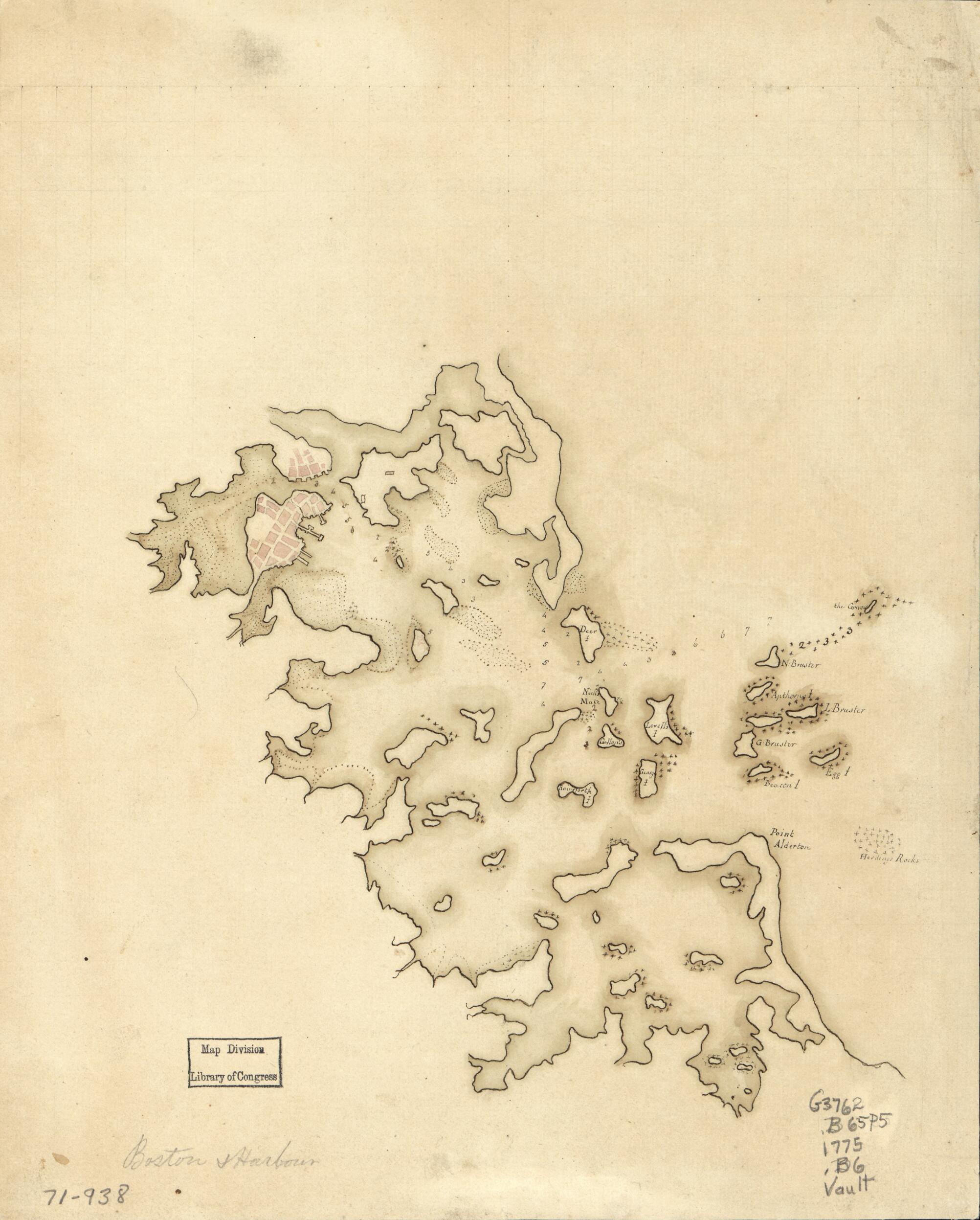 This old map of Boston & Harbour from 1775 was created by in 1775