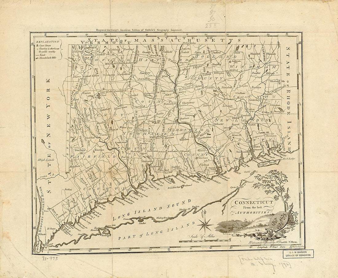 This old map of Connecticut, from the Best Authorities from 1795 was created by Amos Doolittle in 1795