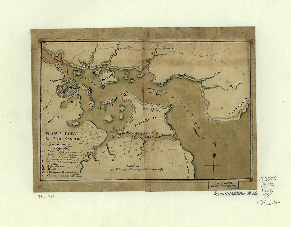 This old map of Plan Du Port De Portsmouth Levé à Vue from 1782 was created by in 1782