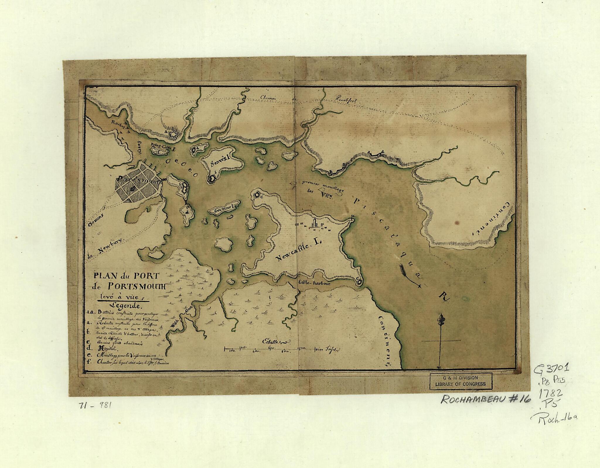 This old map of Plan Du Port De Portsmouth Levé à Vue from 1782 was created by in 1782