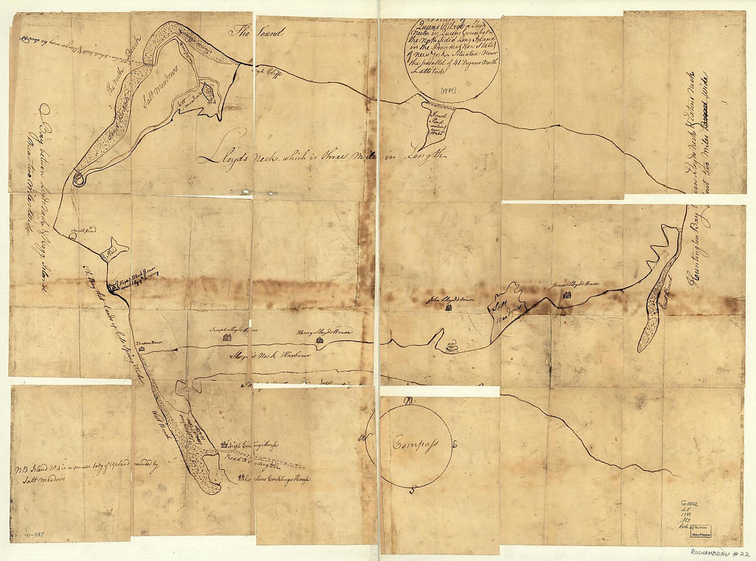 This old map of Map of Queens Village Or Lloyd Neck In Queens County On the North Side of Long Island In the Province (now State) of New York. Situated Near the Parallel of 41 Degrees North Lattitude from 1781 was created by in 1781