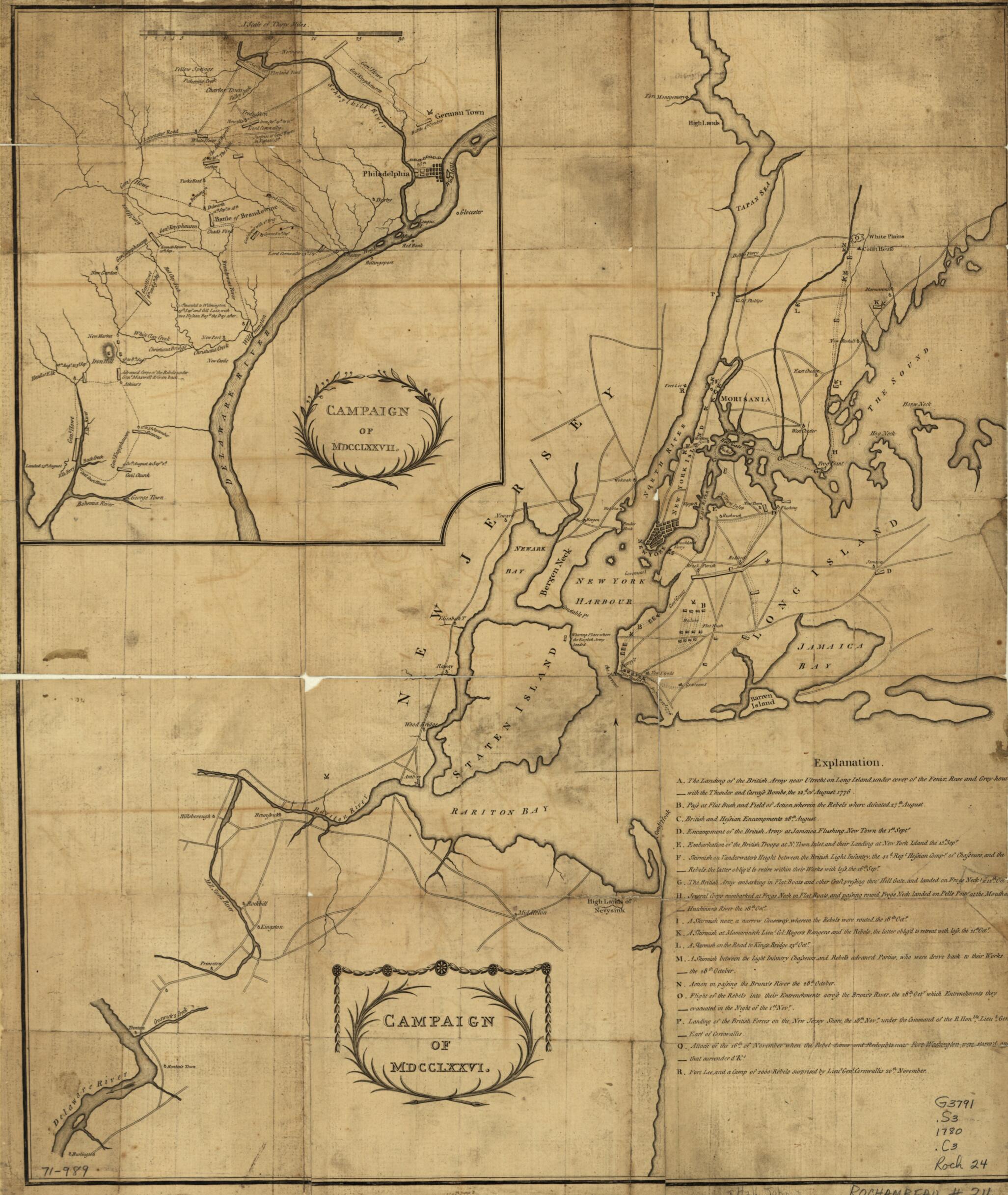 This old map of Campaign of MDCCLXXVI from 1780 was created by in 1780