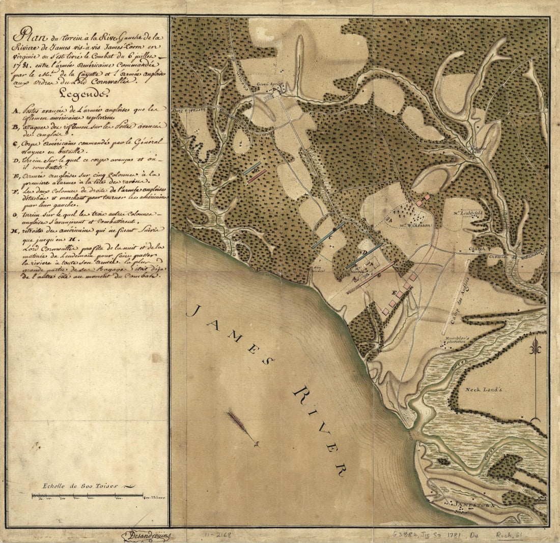 This old map of à-vis Jamestown En Virginie Ou S&