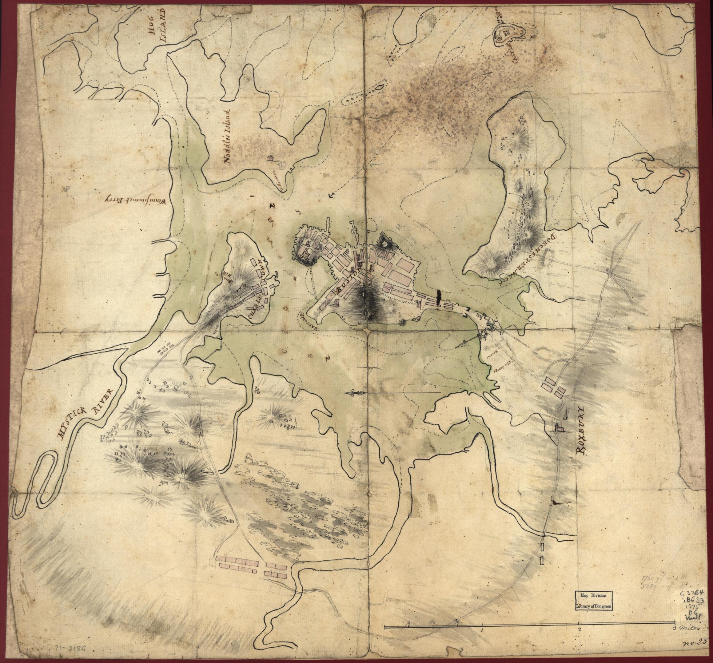 This old map of Plan of Boston & Vicinity from 1775 was created by in 1775