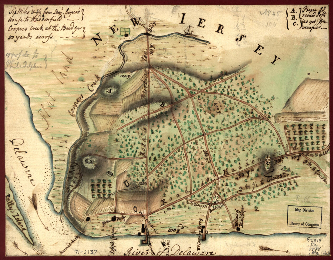 This old map of Map of the Environs of Camden, New Jersey from 1778 was created by in 1778
