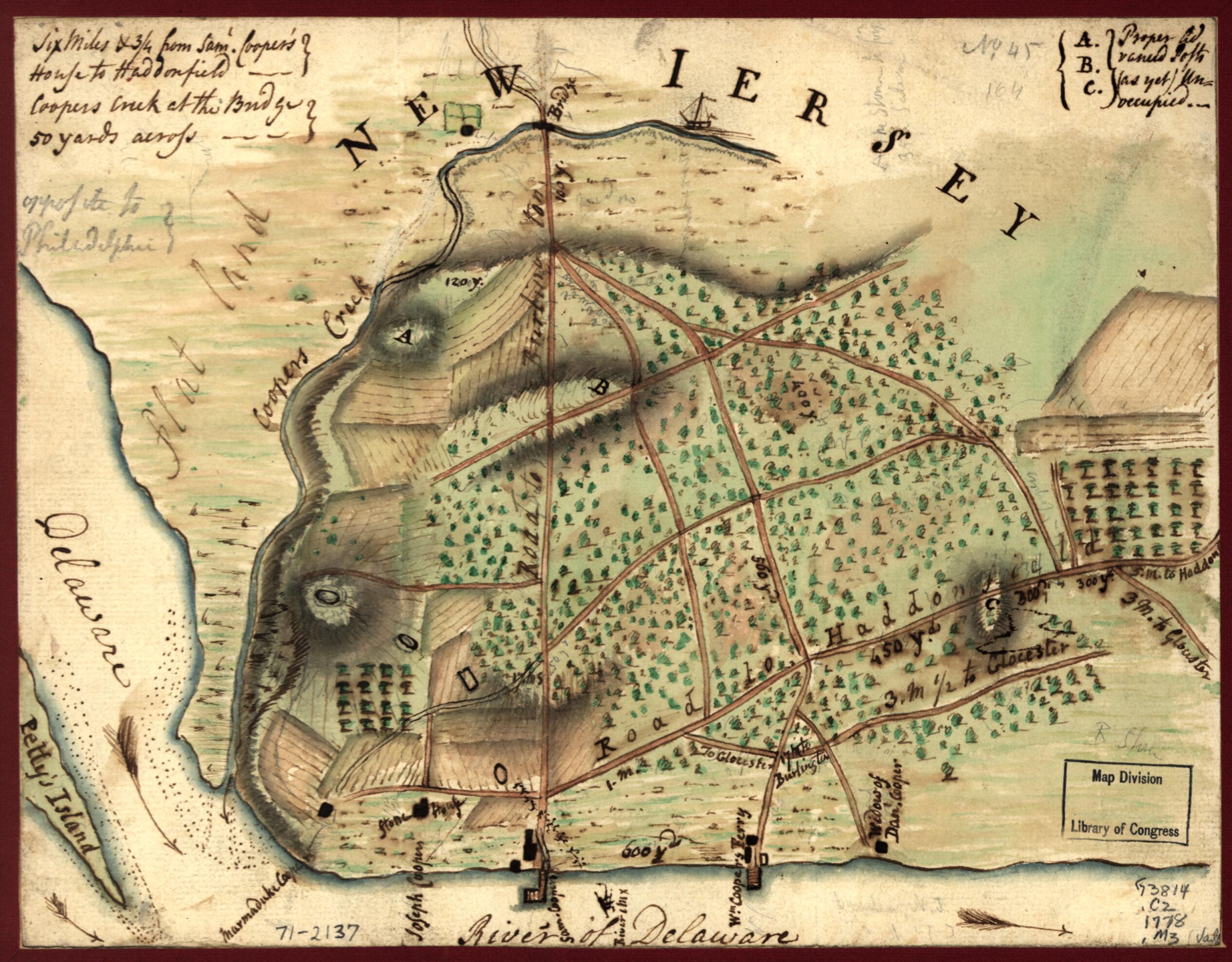 This old map of Map of the Environs of Camden, New Jersey from 1778 was created by in 1778