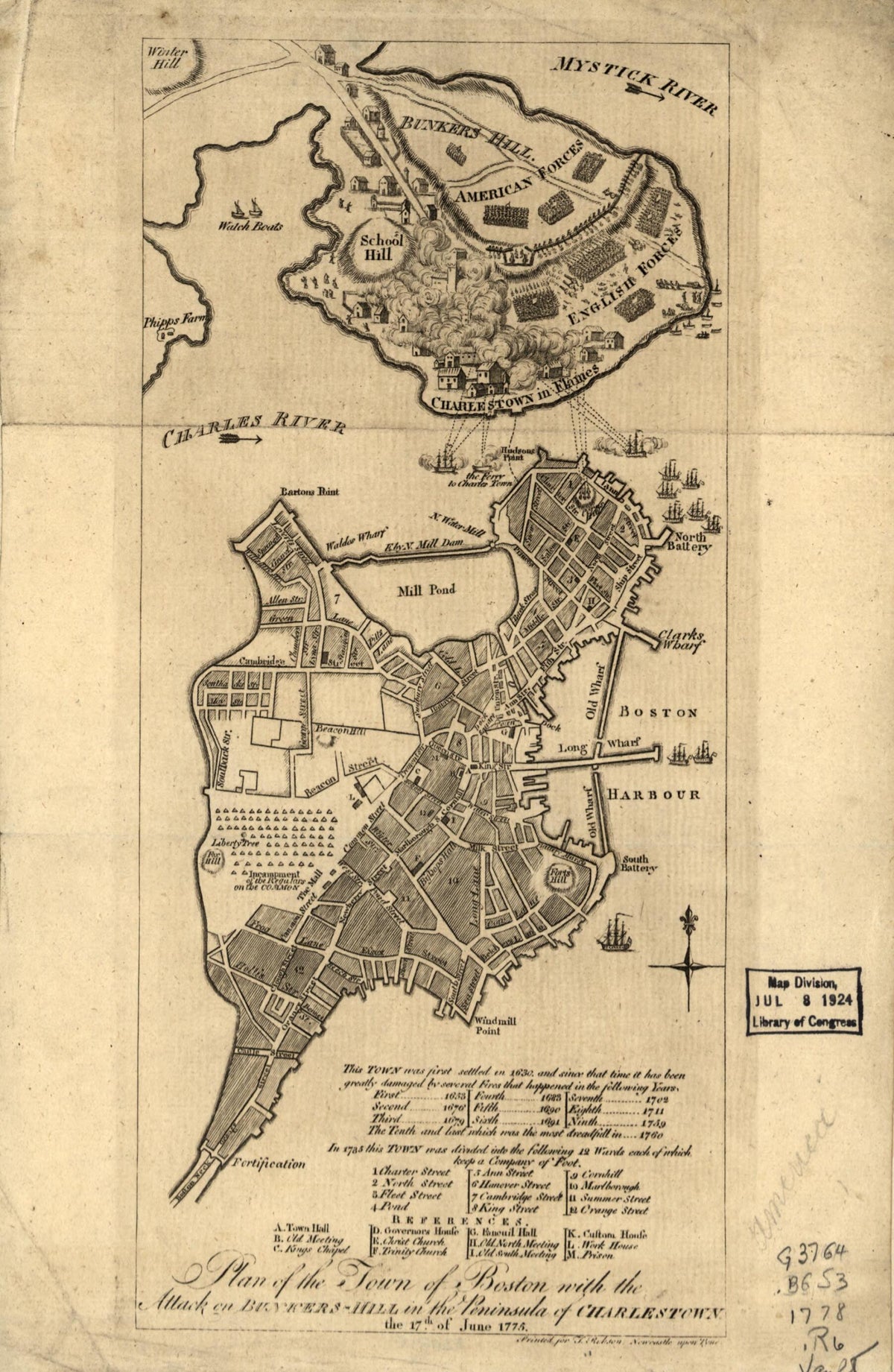 Hill In the Peninsula of Charlestown, the 17th. of June 1775 1778 by Relic Map Company