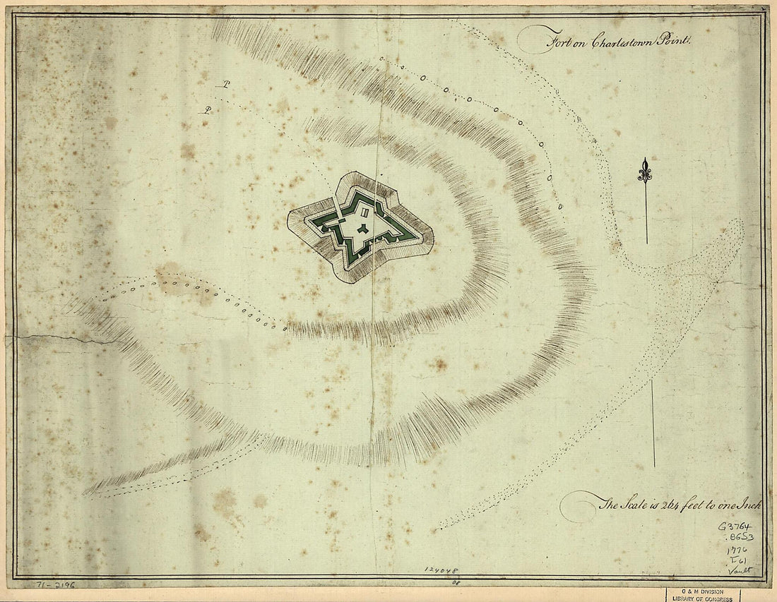 This old map of Fort On Charlestown Point from 1776 was created by in 1776