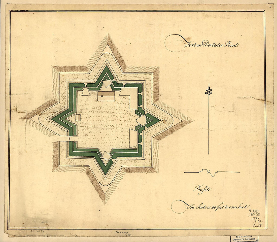 This old map of Fort On Dorc̃ester Point from 1776 was created by in 1776