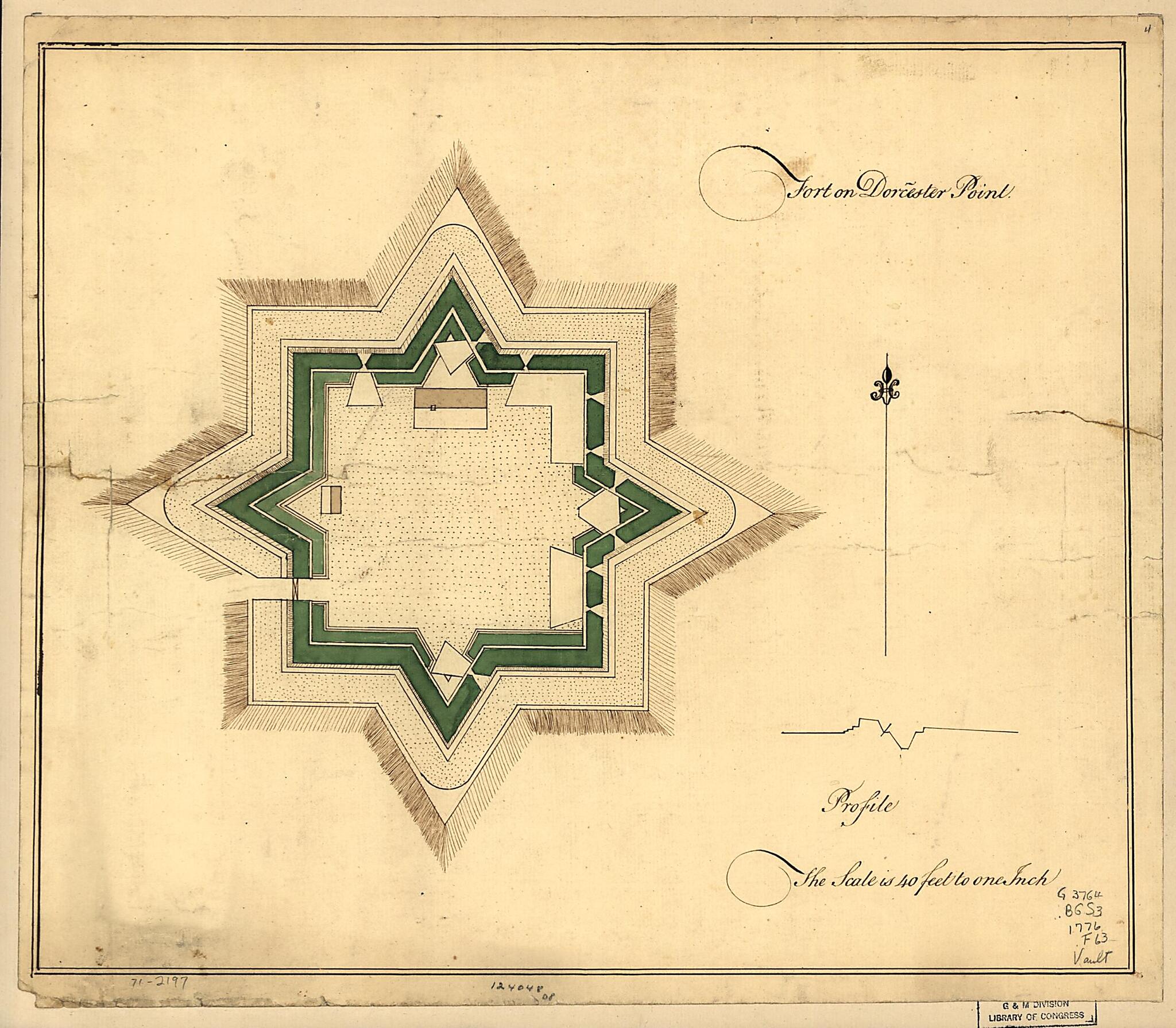This old map of Fort On Dorc̃ester Point from 1776 was created by in 1776
