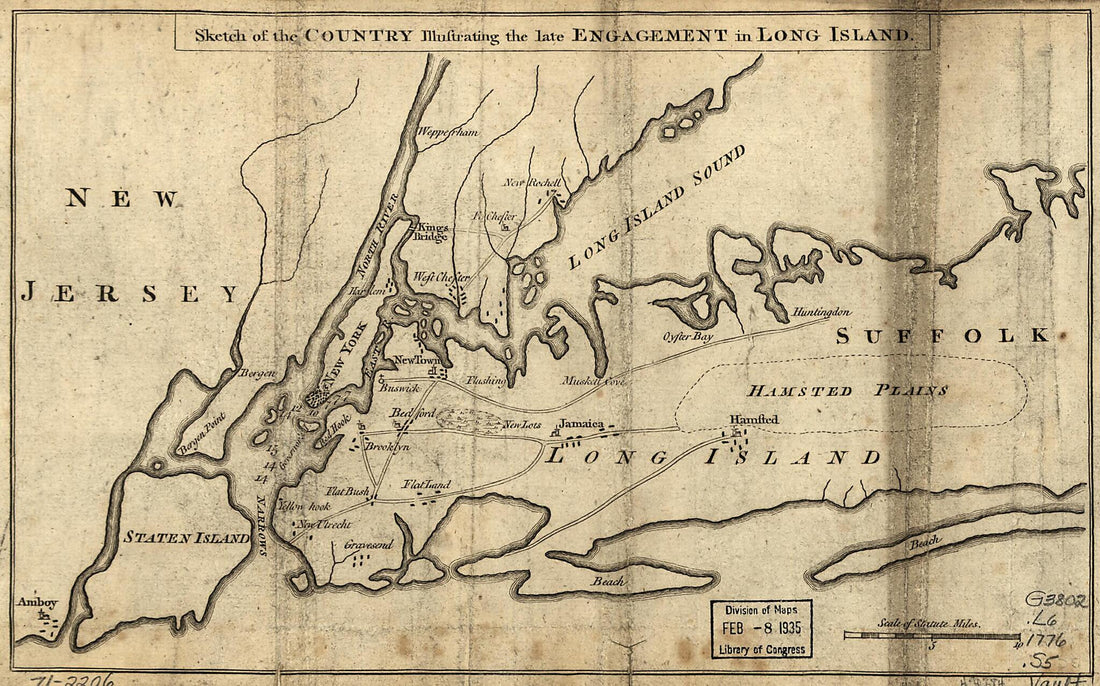 This old map of Sketch of the Country Illustrating the Late Engagement In Long Island from 1776 was created by in 1776