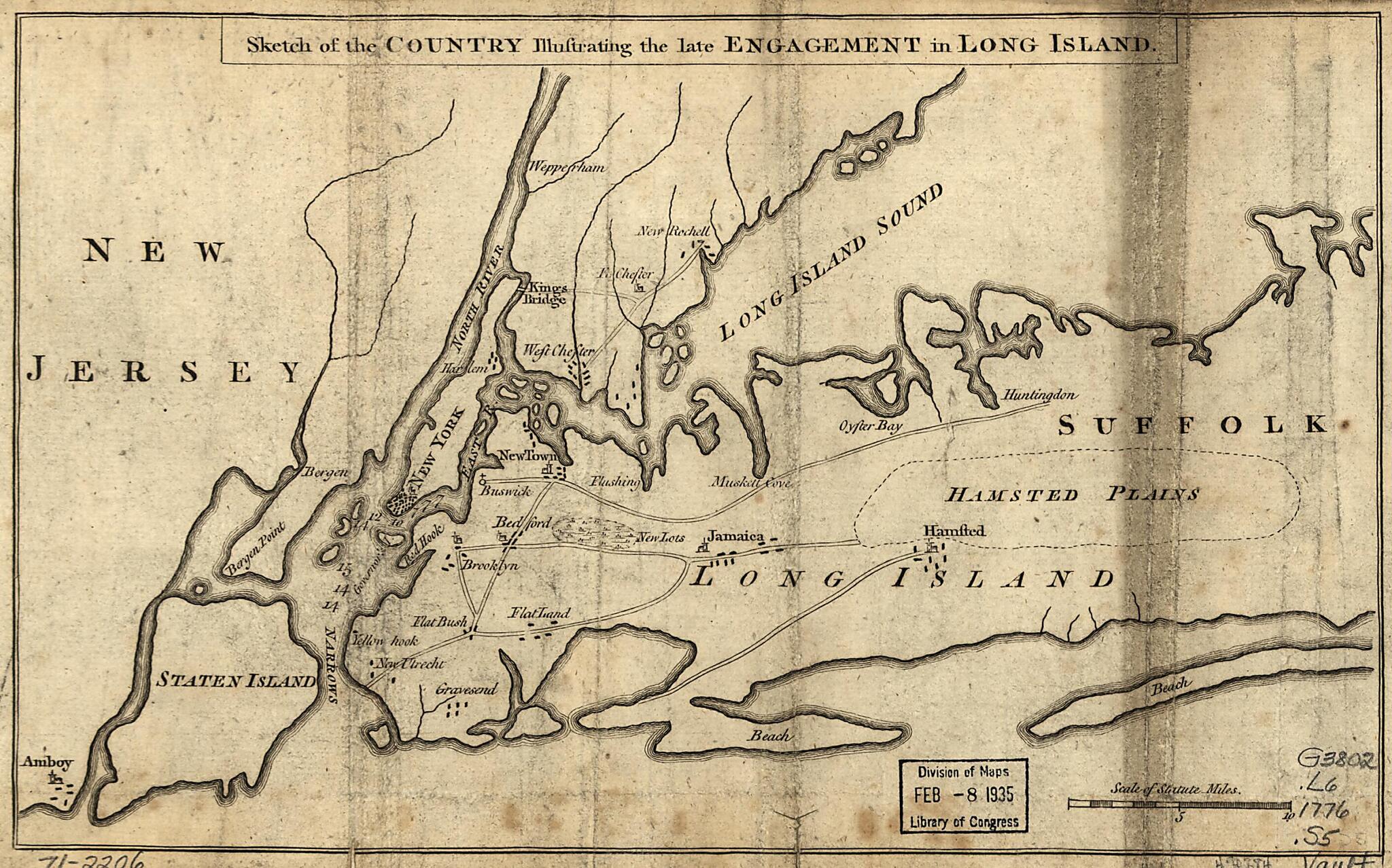 This old map of Sketch of the Country Illustrating the Late Engagement In Long Island from 1776 was created by in 1776