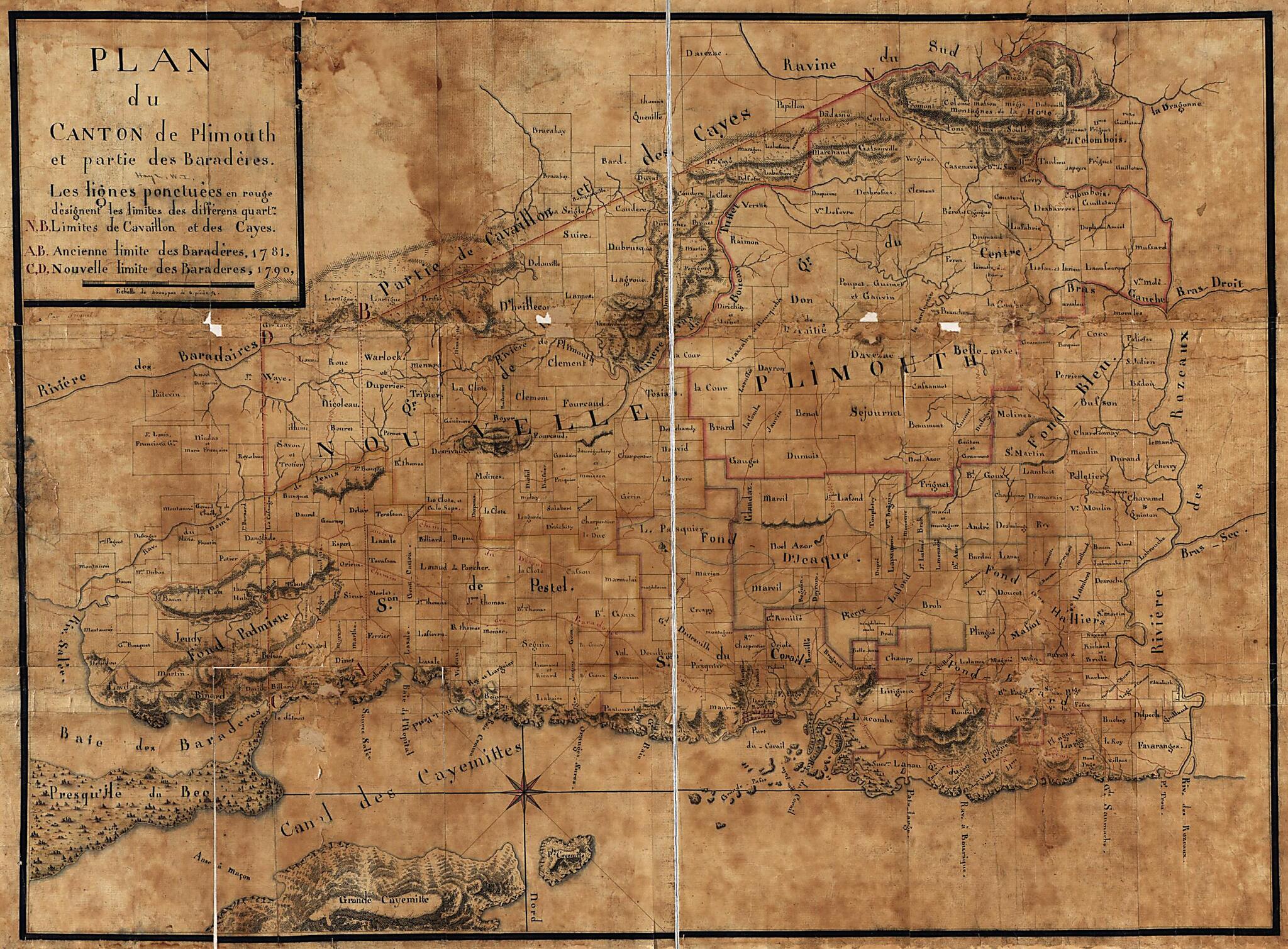 This old map of Plan Du Canton De Plimouth Et Partie Des Baradéres from 1790 was created by Frignet in 1790