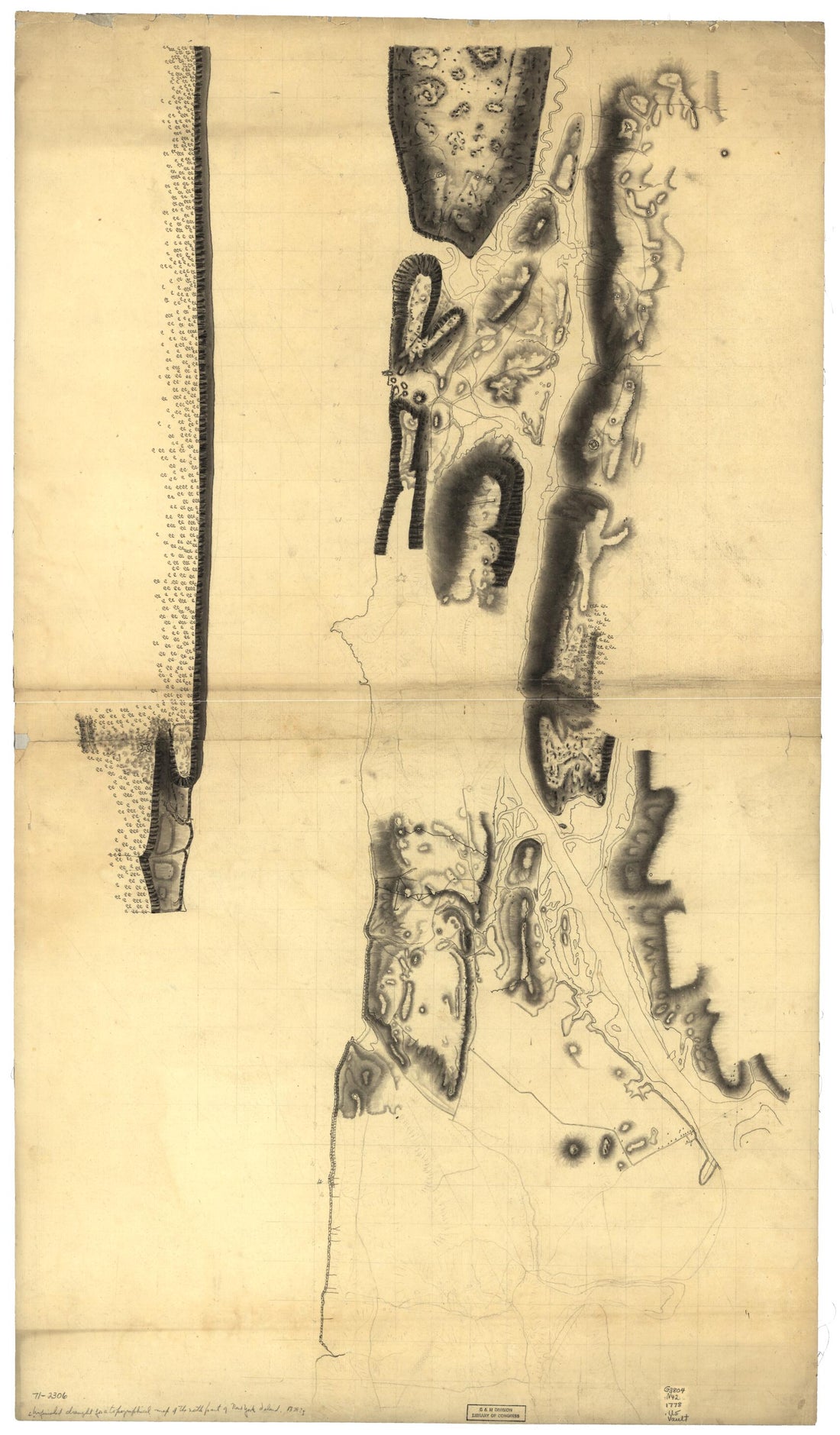 This old map of Unfinished Draught for a Topographical Map of the Northern Part of New York Island from 1778 was created by in 1778