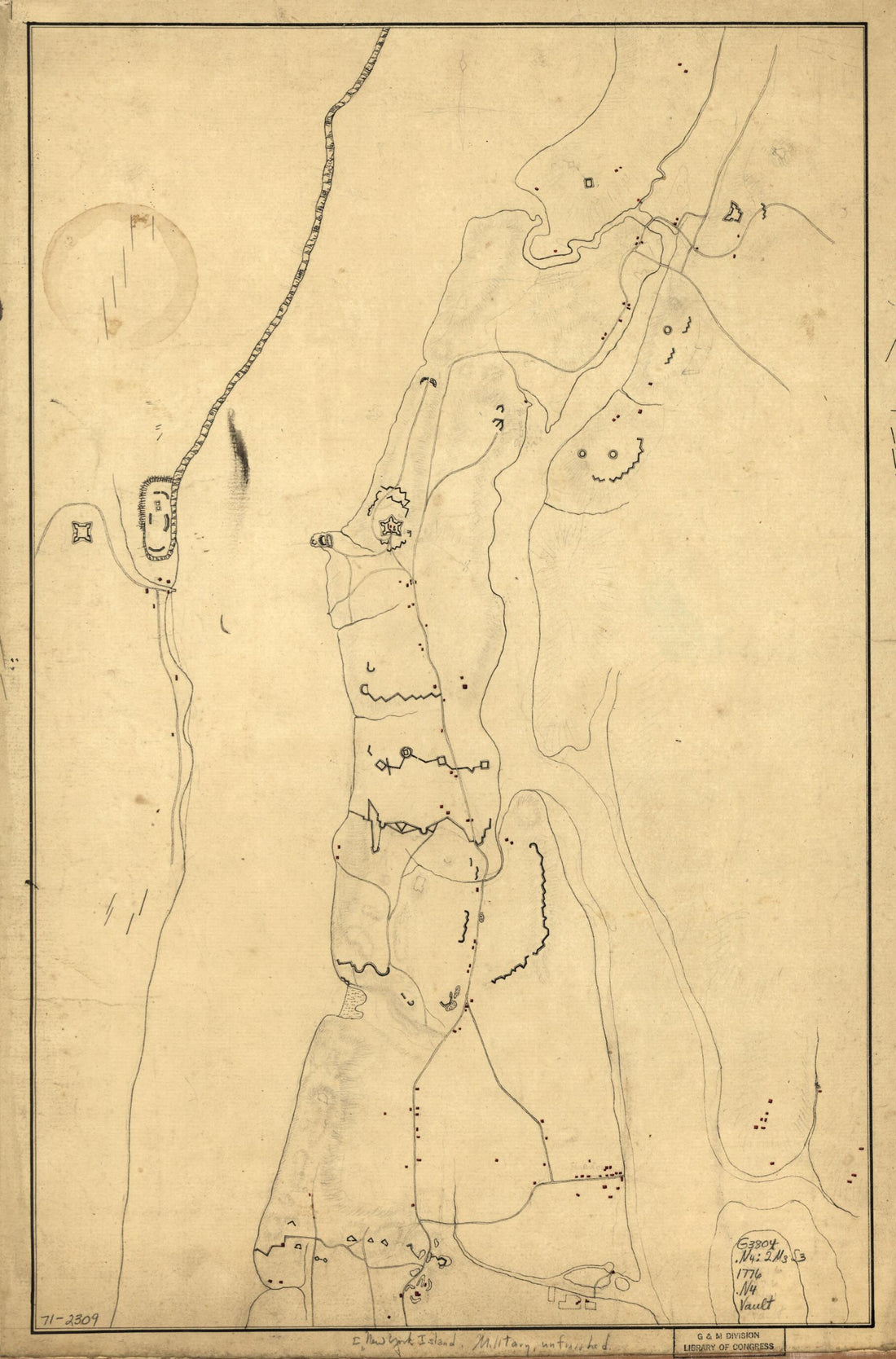 This old map of New York Island. Military; Unfinished from 1776 was created by in 1776
