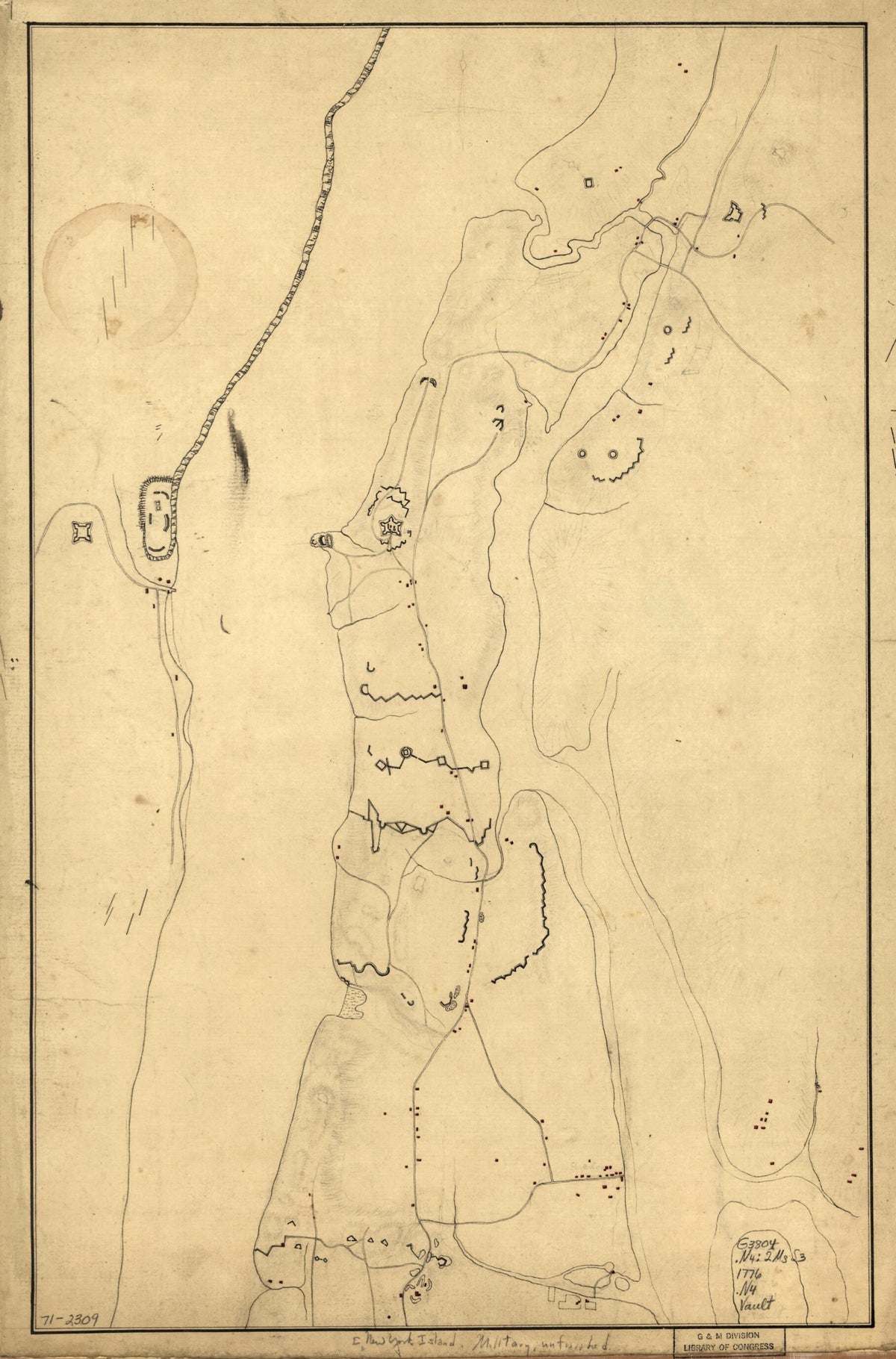 New York Island. Military; Unfinished 1776 by Relic Map Company