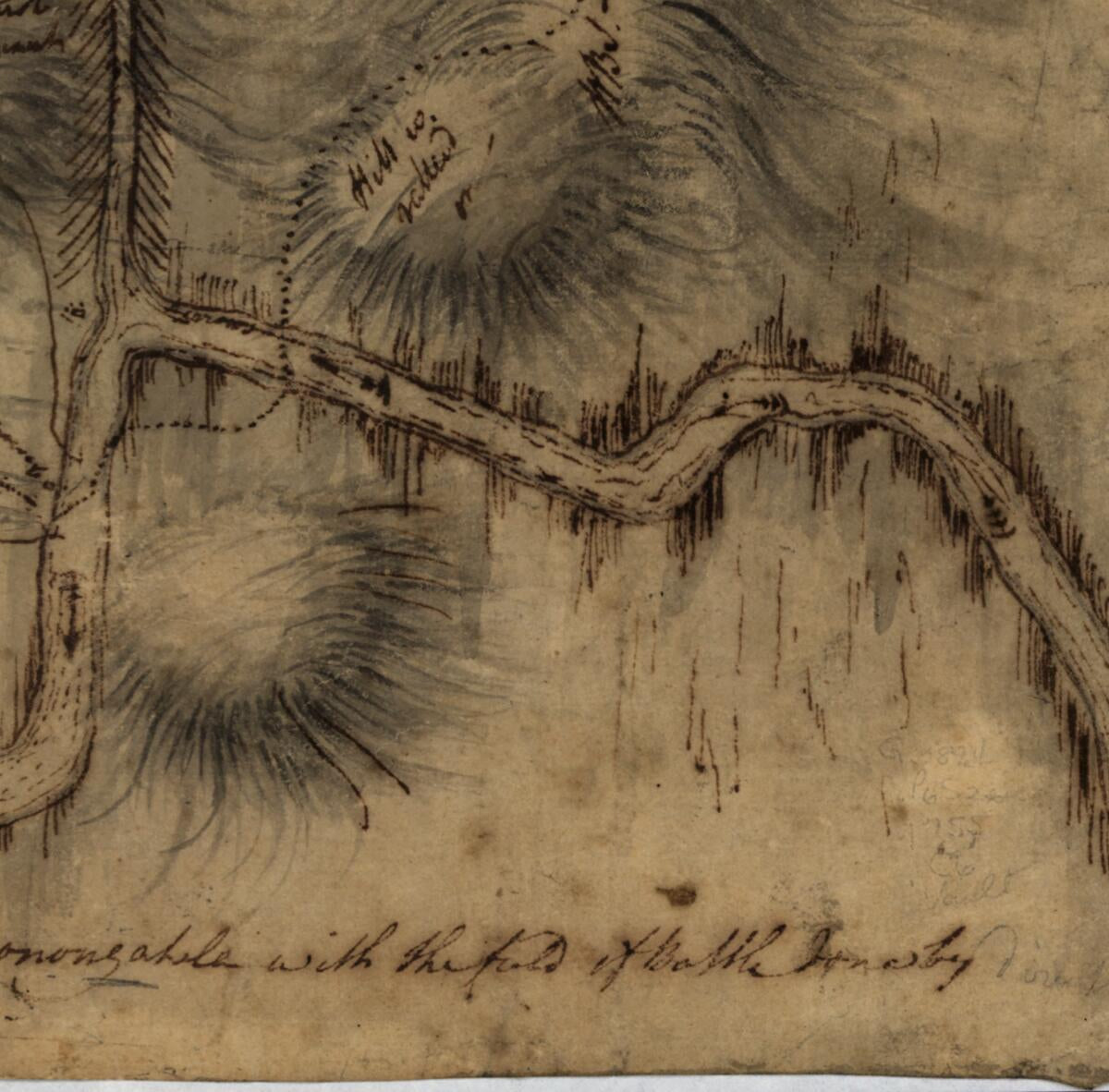 This old map of Copy of a Sketch of the Monongahela, With the Field of Battle from 1755 was created by John Montrésor in 1755