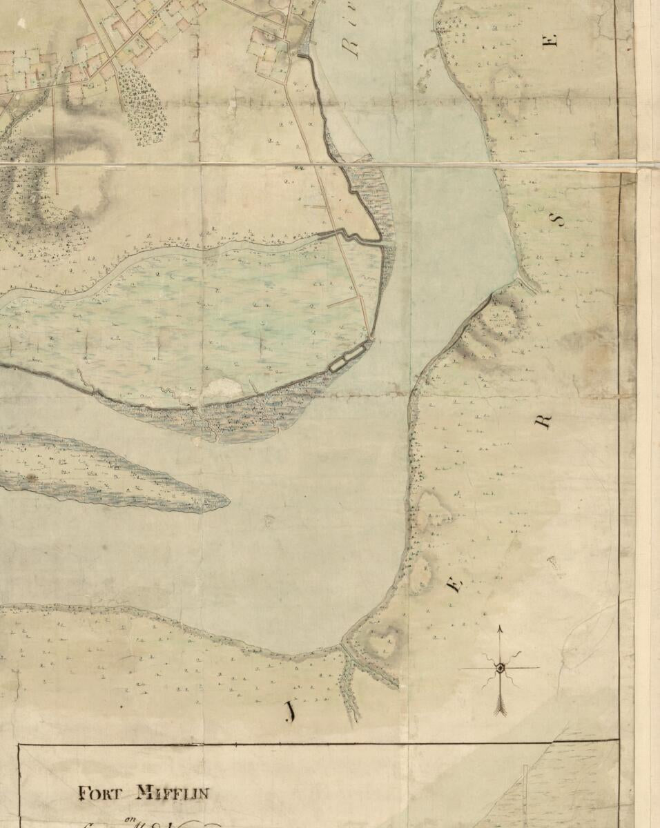 This old map of Plan of the City of Philadelphia and Its Environs Shewing Its Defences During the Years 1777 & from 1778, Together With the Siege of Mud Island On the River Delaware was created by Pierre Nicole in 1778