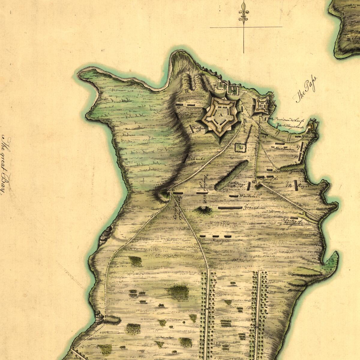 This old map of Plan of the Fort and Fortress at Crown Point With Their Environs. With the Disposition of the English Army Under the Command of Genl. Amherst Encamp&