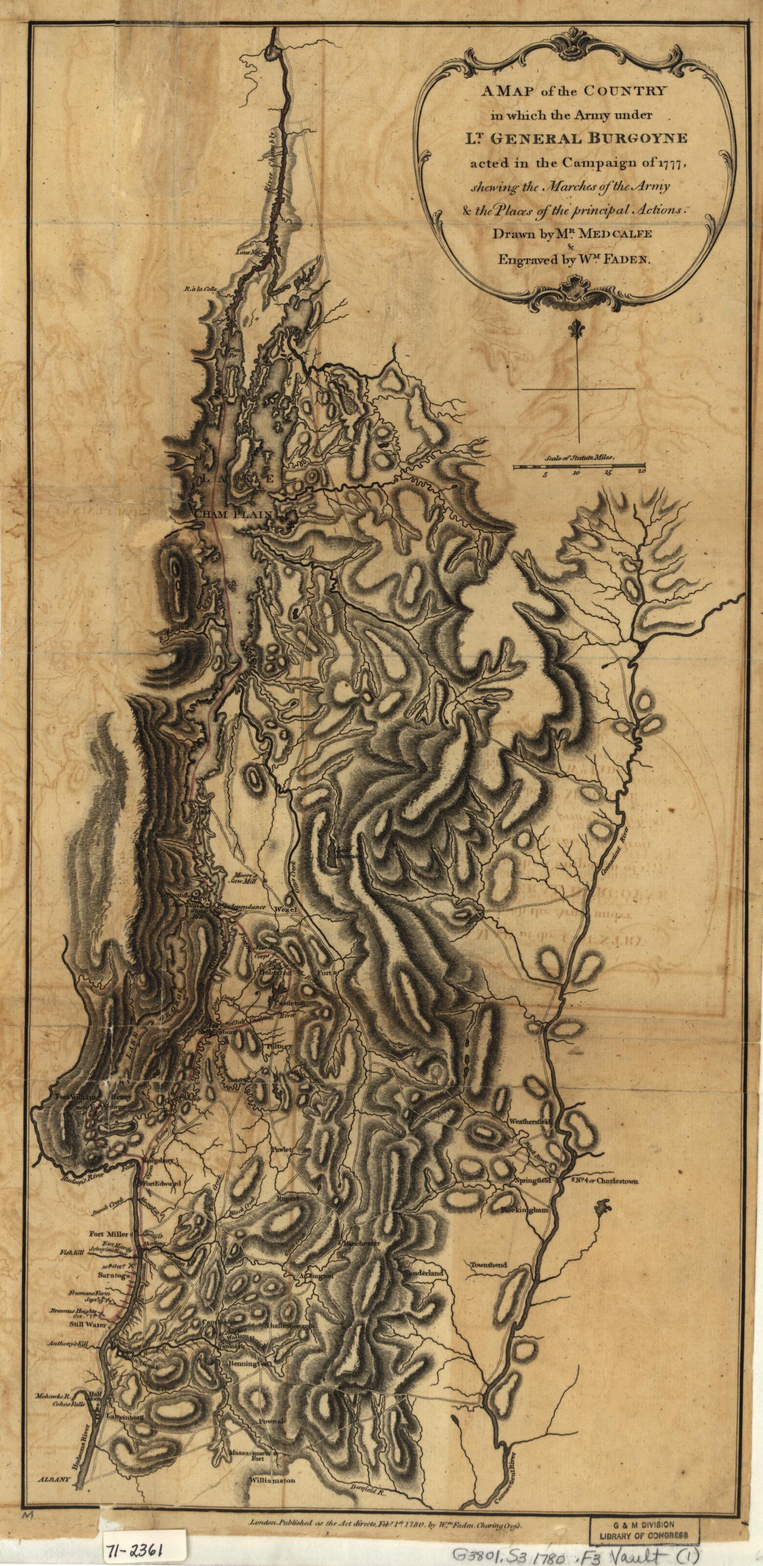 This old map of Maps of the Expedition from Canada of Gen. Burgoyne from 1780 was created by William Faden in 1780
