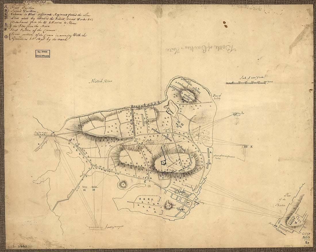 This old map of Battle of Bunker Hill from 1775 was created by in 1775