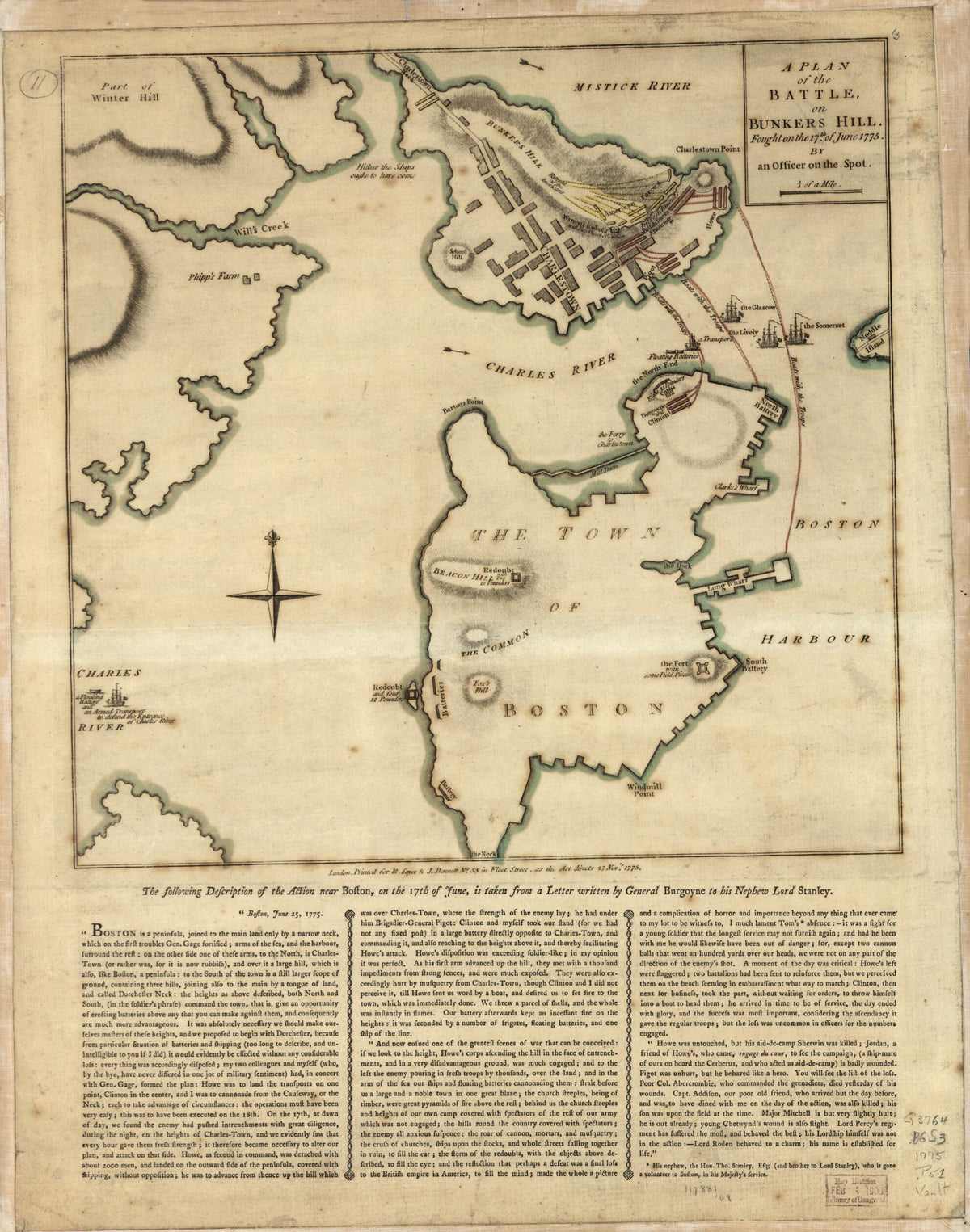 A Plan of the Battle, On Bunkers Hill Fought On the 17th of June 1775 by Relic Map Company