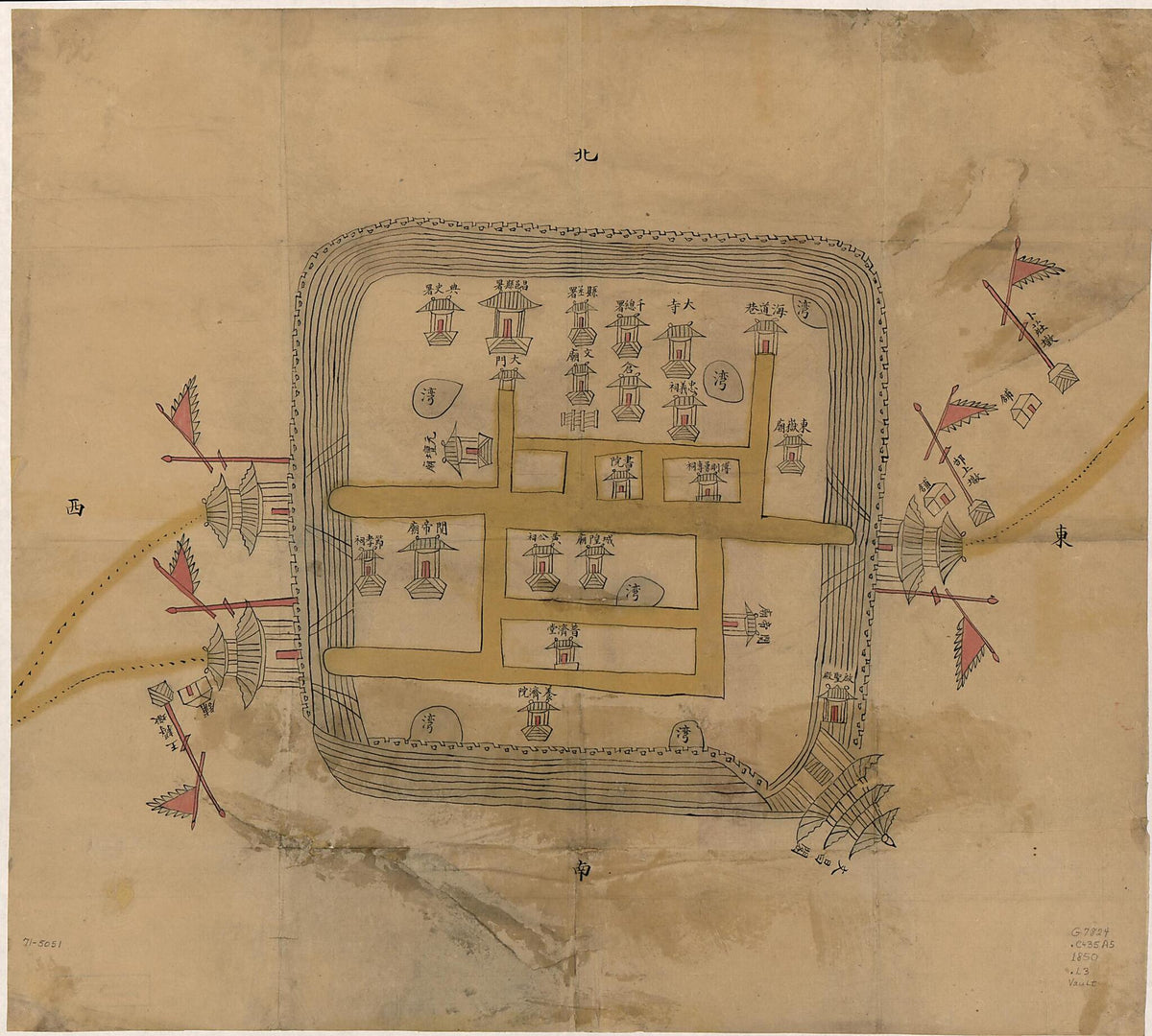 Laizhou Fu Changyi Xian Cheng Yuan Tu. (萊州府昌邑縣城垣圖, Map of Changyi County, Laizhou Prefecture) 1888 by Relic Map Company