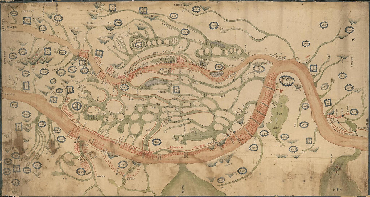 Hubei Sheng Sheng Chang Jiang, Han Shui Di Gong Tu. (湖北省长江, 汉水堤工图, the Embankment Map of the Yangtze River and the Han River In Hubei Province, Chang Jiang Tu) 1821 by Relic Map Company