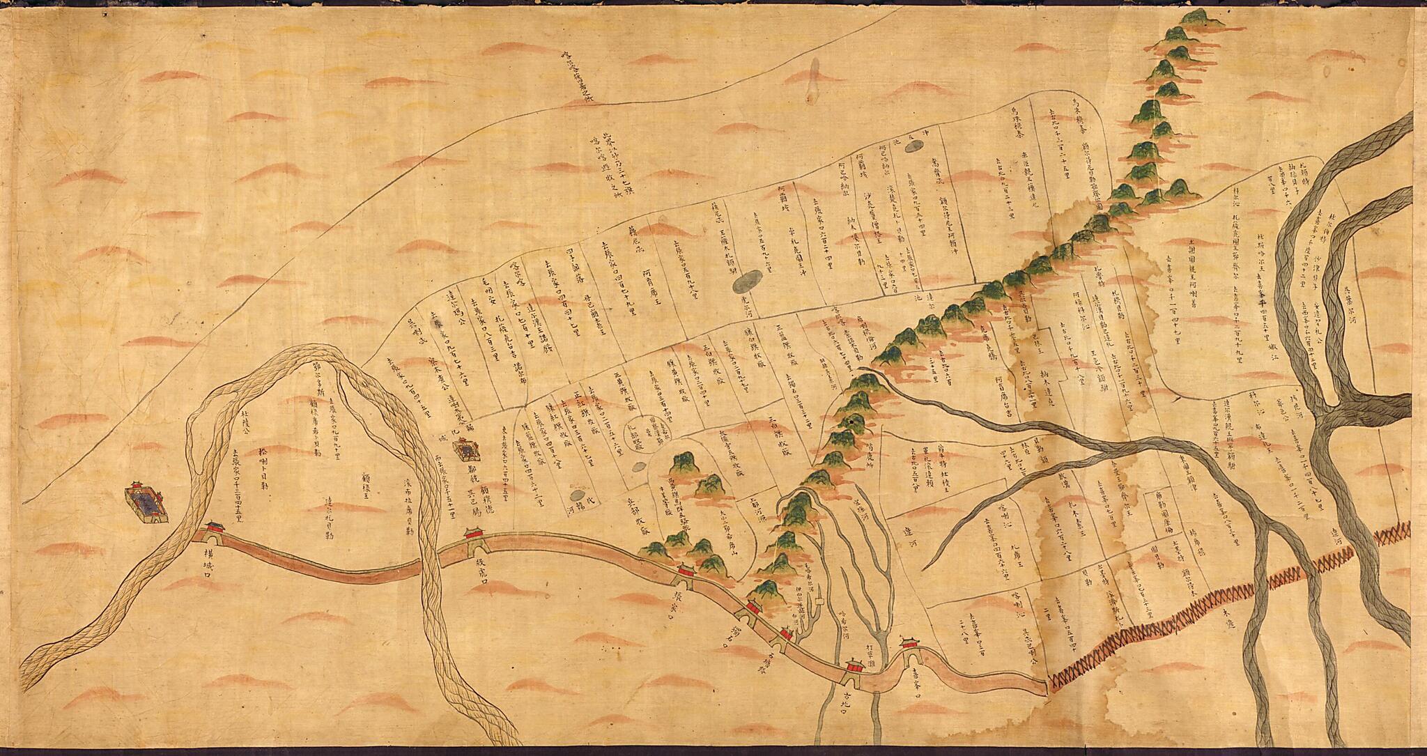 This old map of Aihun, Luosha, Taiwan, Nei Menggu Tu (艾渾,羅刹,台灣,蒙古圖, Pictorical Maps of Aihun, Russia, Taiwan and Mongolia) from 1697 was created by in 1697