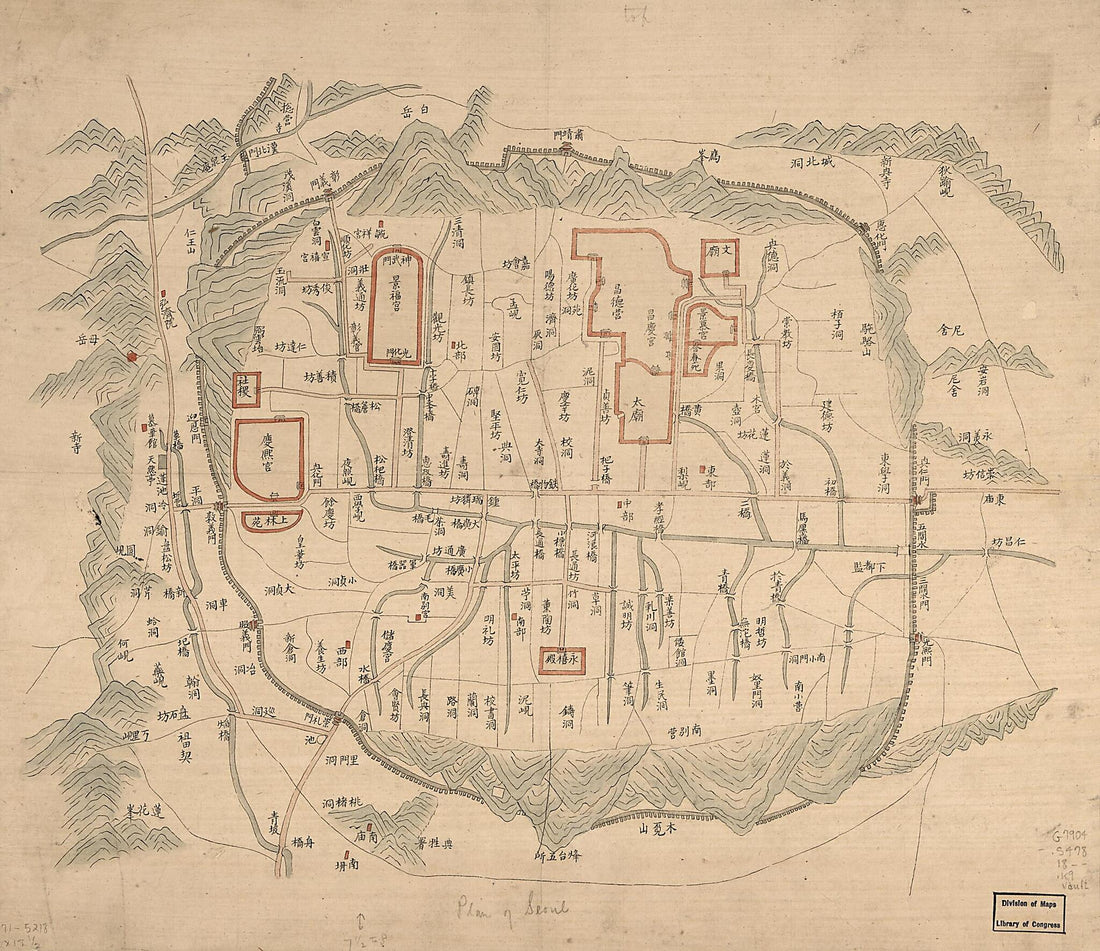This old map of Kyŏngjo Chŏndo from 1800 was created by in 1800