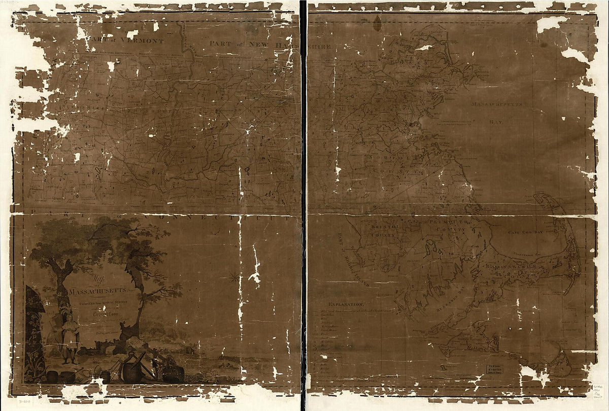 Map of Massachusetts Proper Compiled from Actual Surveys Made by Order of the General Court 1801 by Relic Map Company