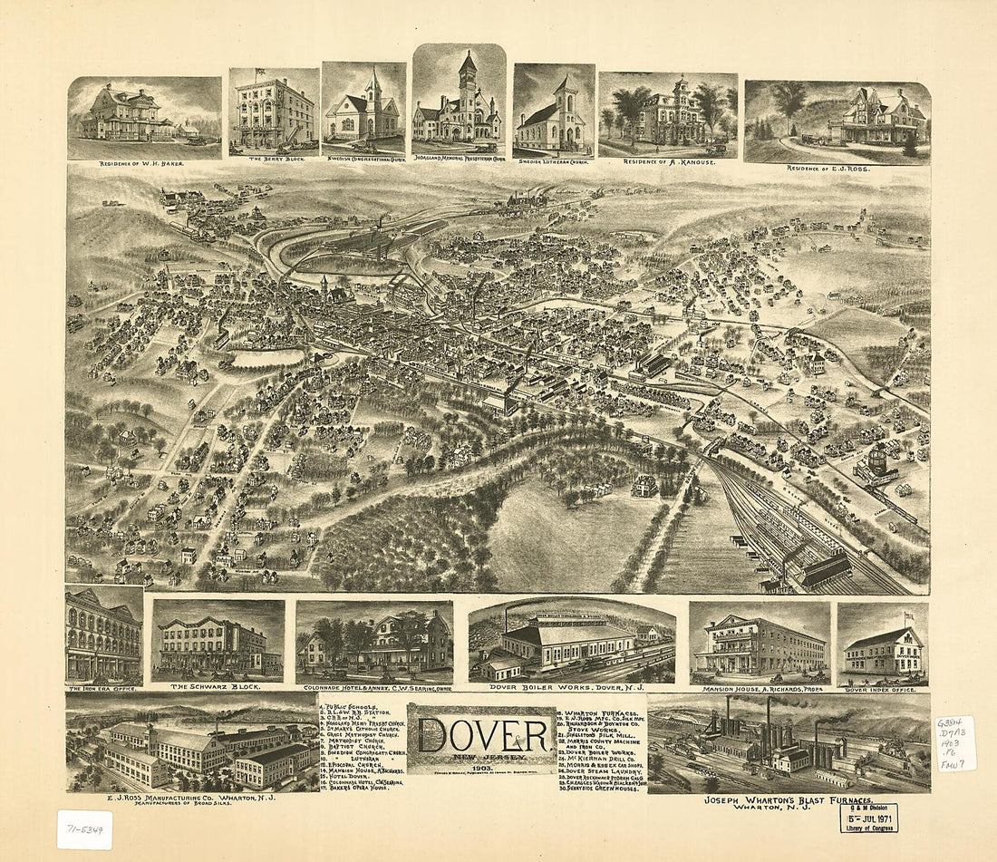 This old map of Dover, New Jersey from 1903 was created by Fowler & Bailey in 1903