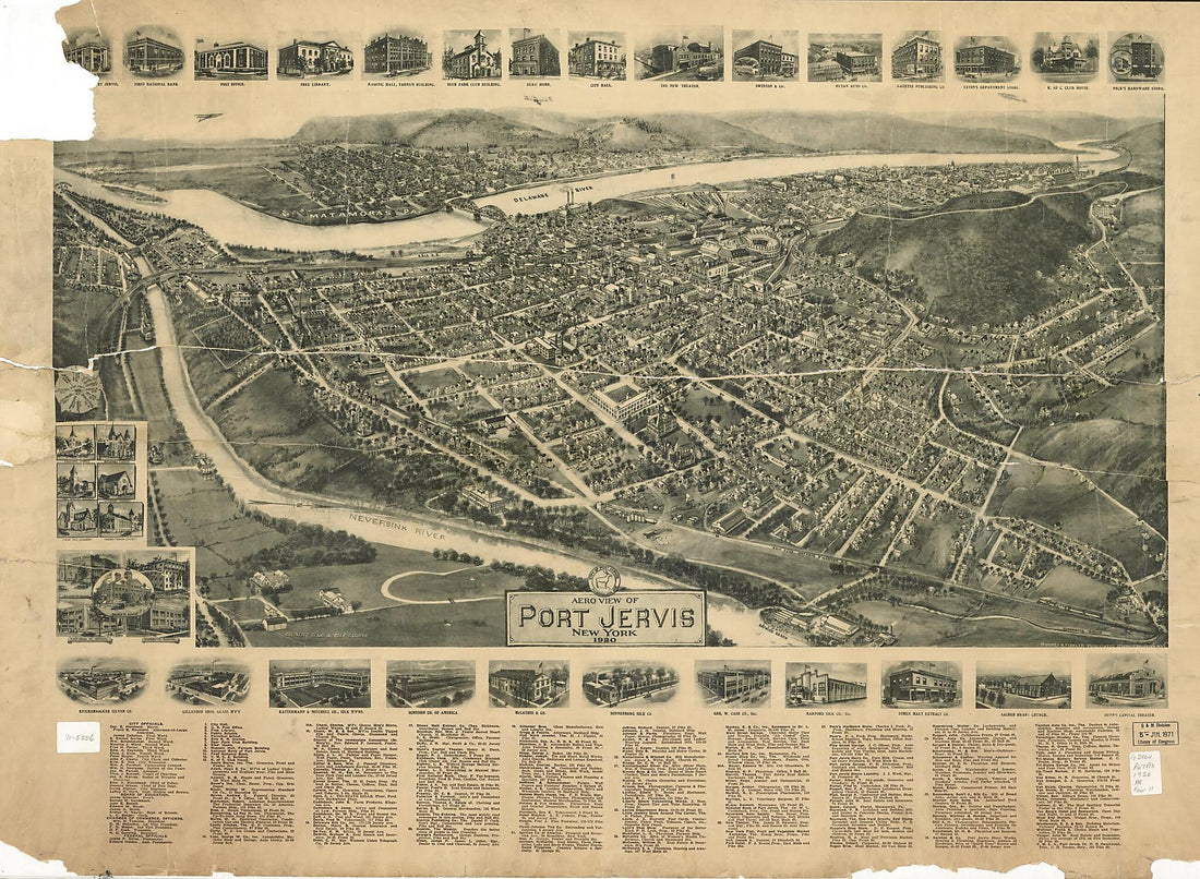 This old map of Aero View of Port Jervis, New York from 1920 was created by Hughes & Fowler in 1920