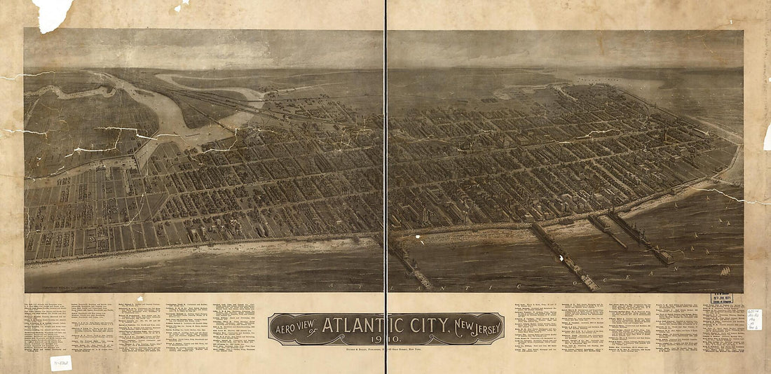 This old map of Aero View of Atlantic City, New Jersey from 1910 was created by Hughes & Bailey in 1910