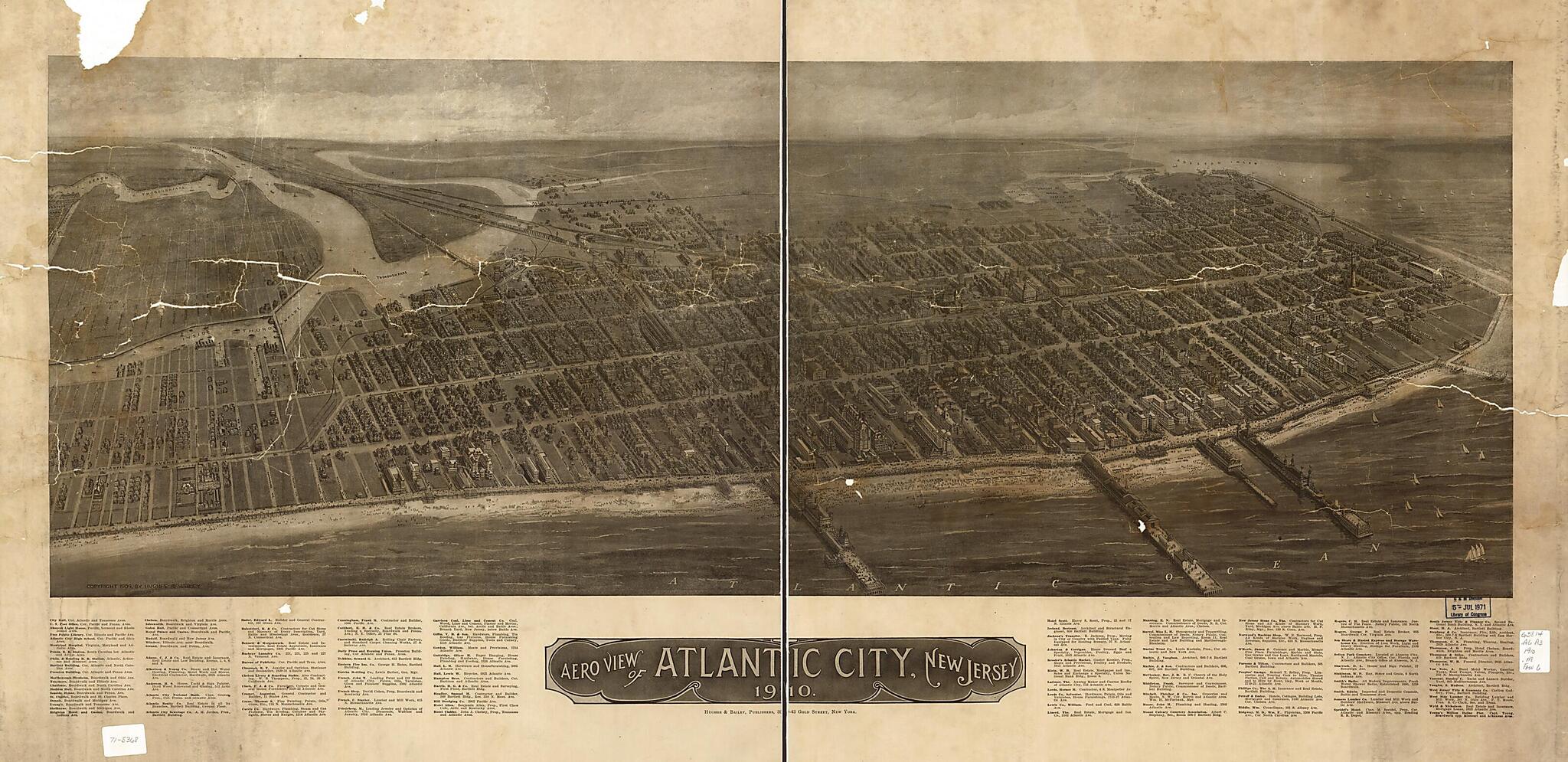This old map of Aero View of Atlantic City, New Jersey from 1910 was created by Hughes & Bailey in 1910