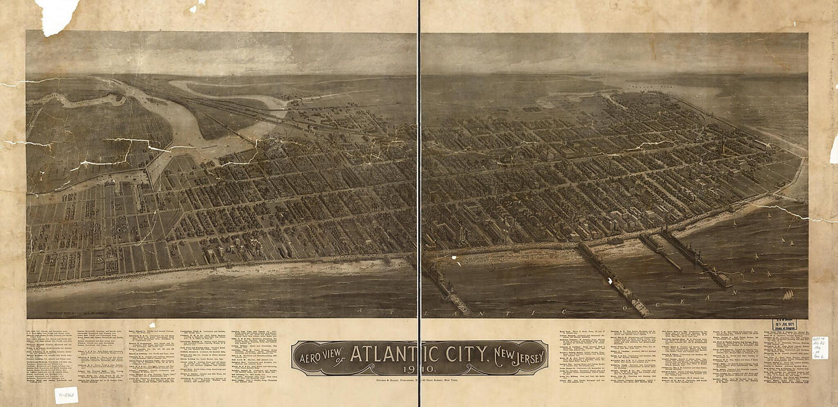 Aero View of Atlantic City, New Jersey 1910 by Relic Map Company