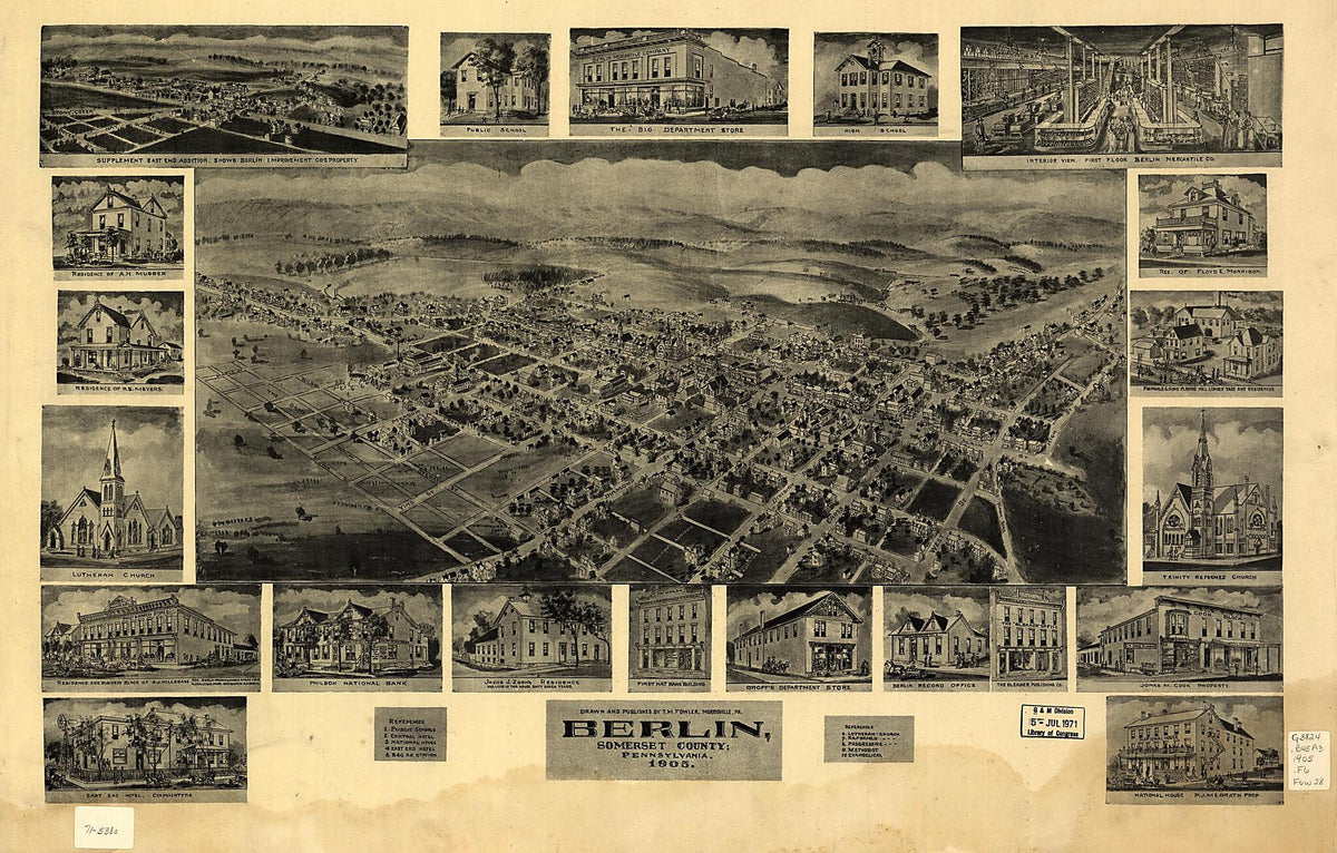 Berlin, Somerset County, Pennsylvania 1905 by Relic Map Company