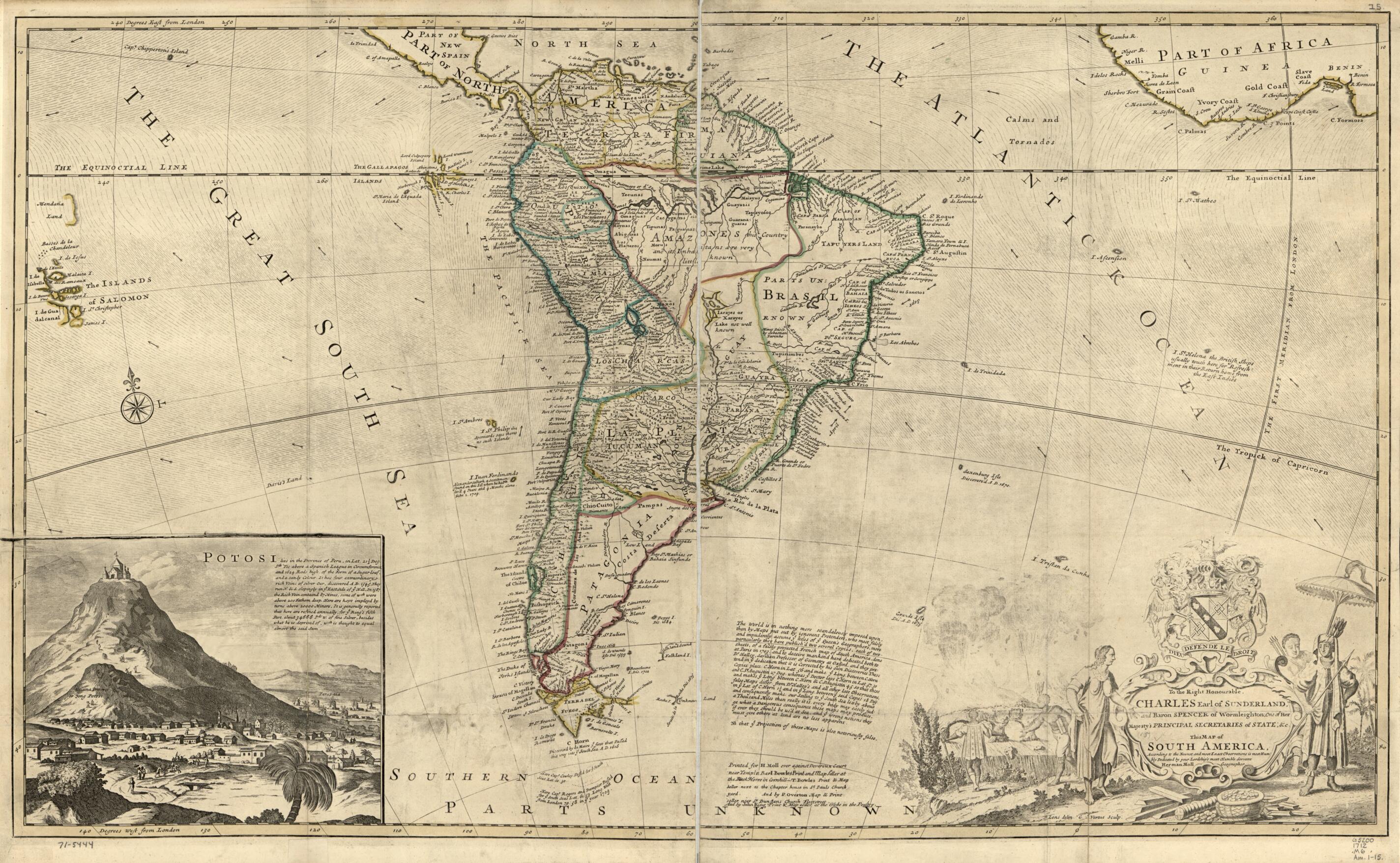 This Map of South America, According to the Newest and Most Exact Observations 1712 by Relic Map Company