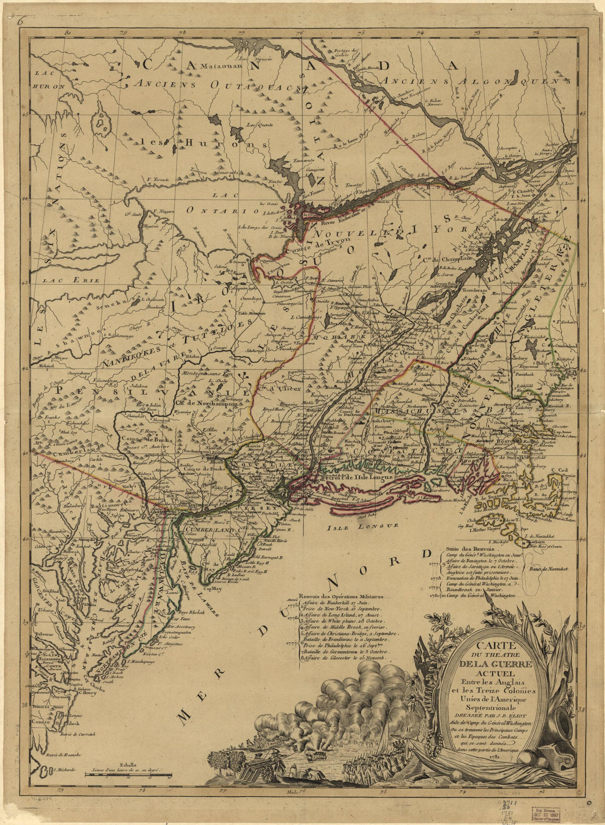 Carte Du Théatre De La Guerre Actuel Entre Les Anglais Et Les Trieze Colonies Unies De L&