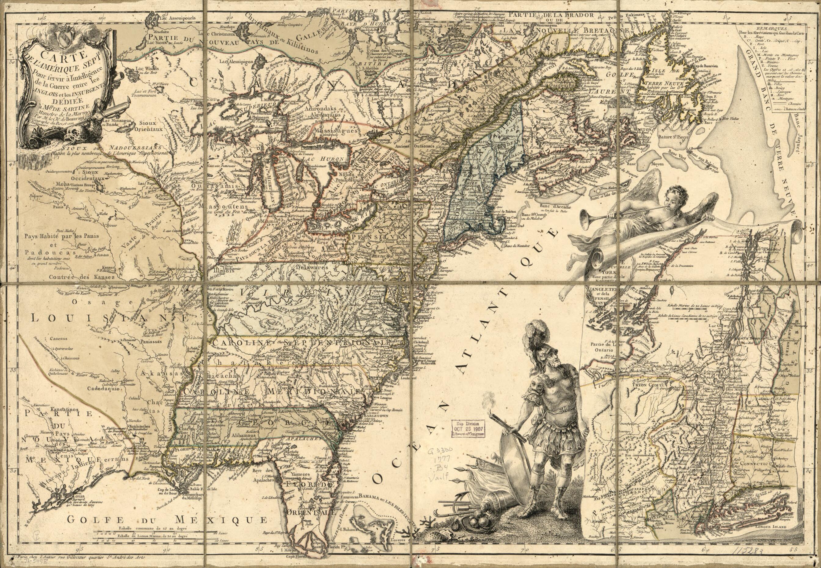 This old map of Theatre De La Guerre En Amérique from 1777 was created by Louis in 1777