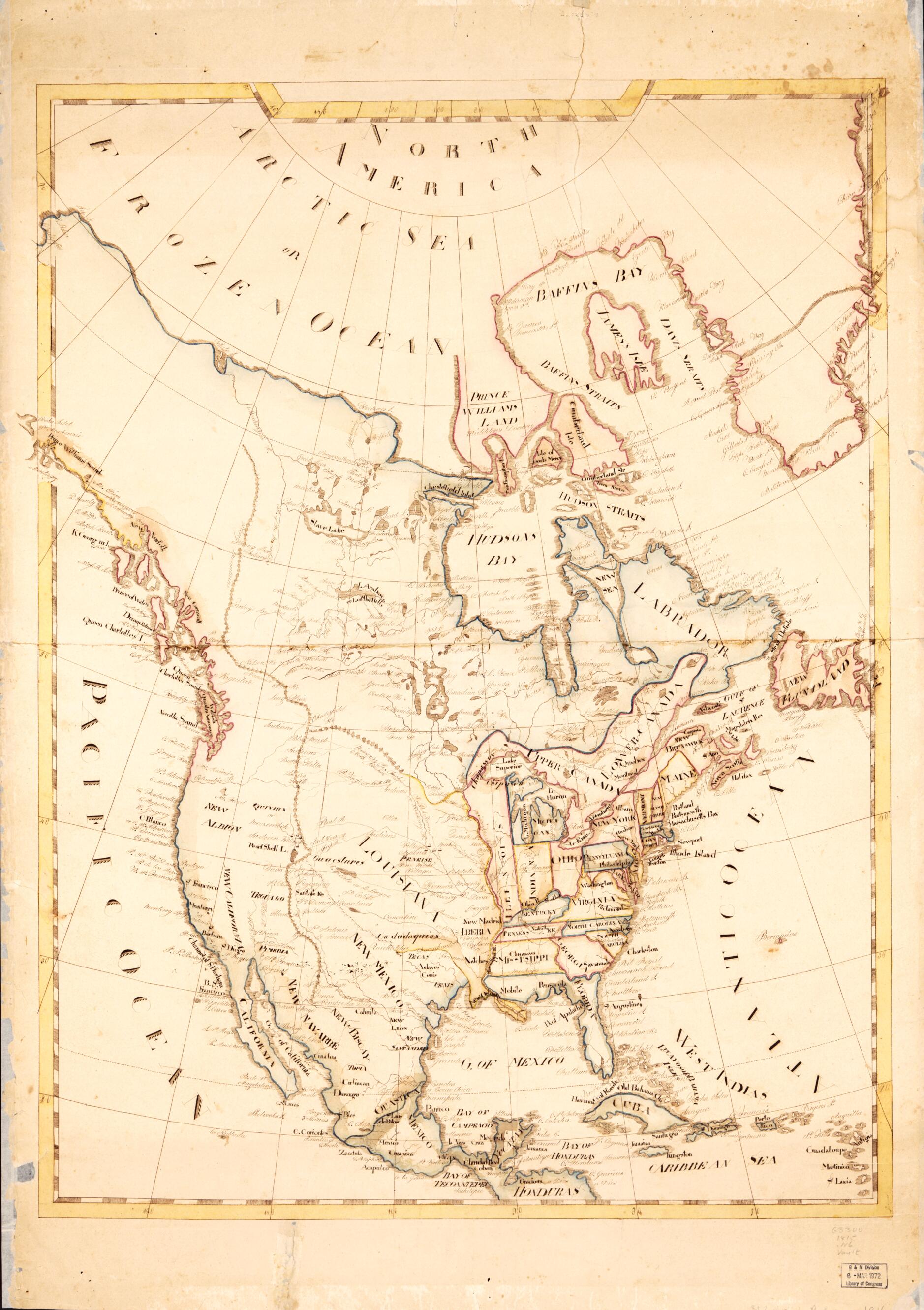 This old map of North America from 1815 was created by in 1815