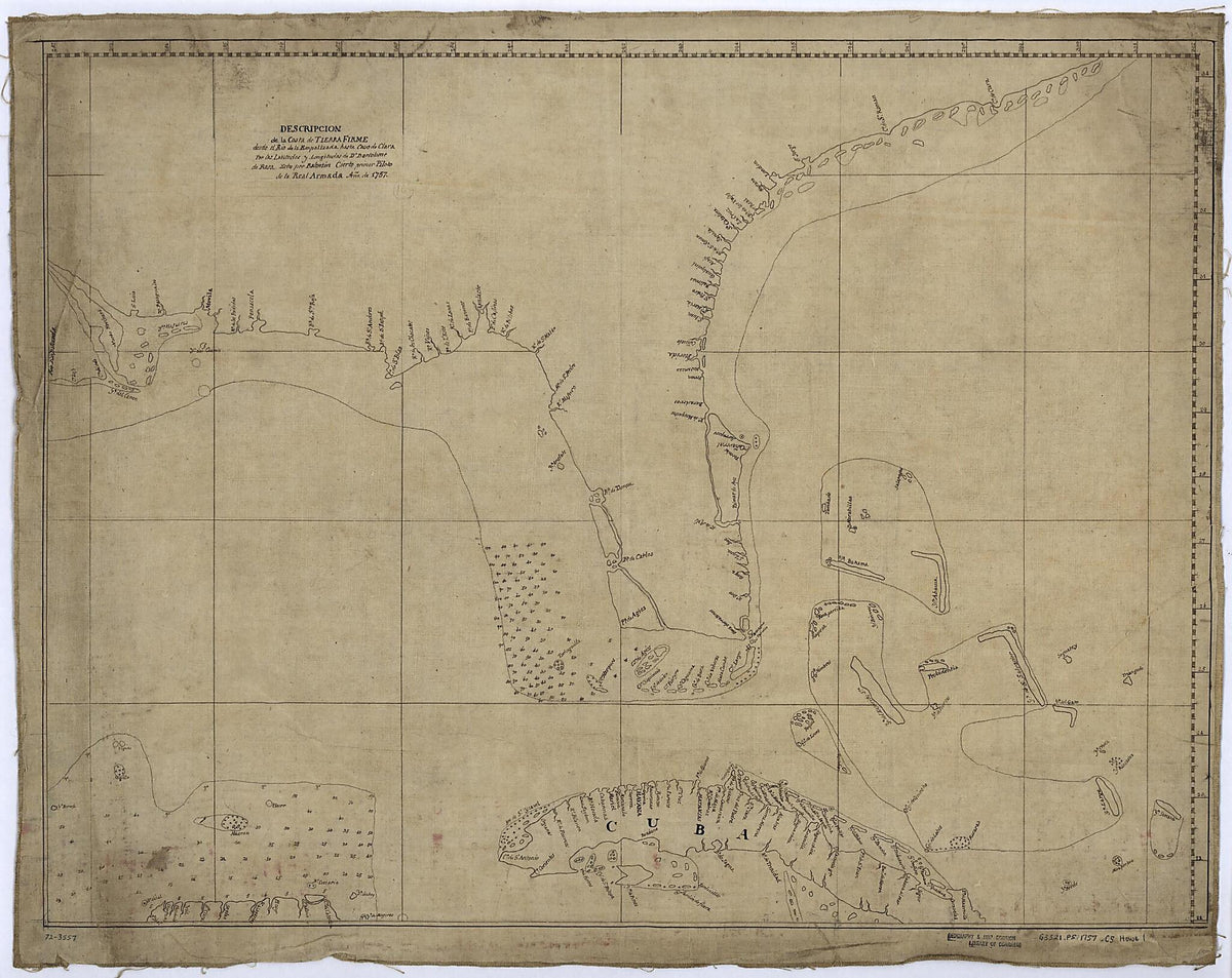 Descripcion De La Costa De Tierra Firme Desde El Rio De La Empalizada Hasta Cavo De Clara. Por Las Latitudes Y Longitudes De Dn. Bartolome De Rosa 1757 by Relic Map Company