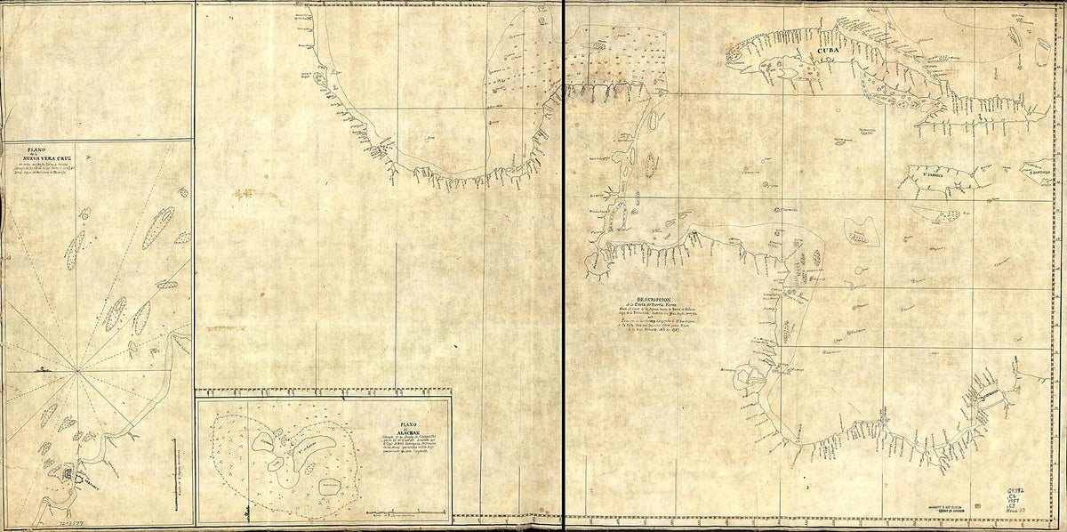 Descripcion De La Costa De Tierra Firme Desde El Cavo De La Agusa Hasta La Barra De Palmas Diga De La Trinidad: Con Todas Las Yslas, Bajos, Arresifes & Ca. Leho Por Las Latitudes Y Longitudes De Dn. Bartolome De La Rosa in 1757 by Relic Map Company